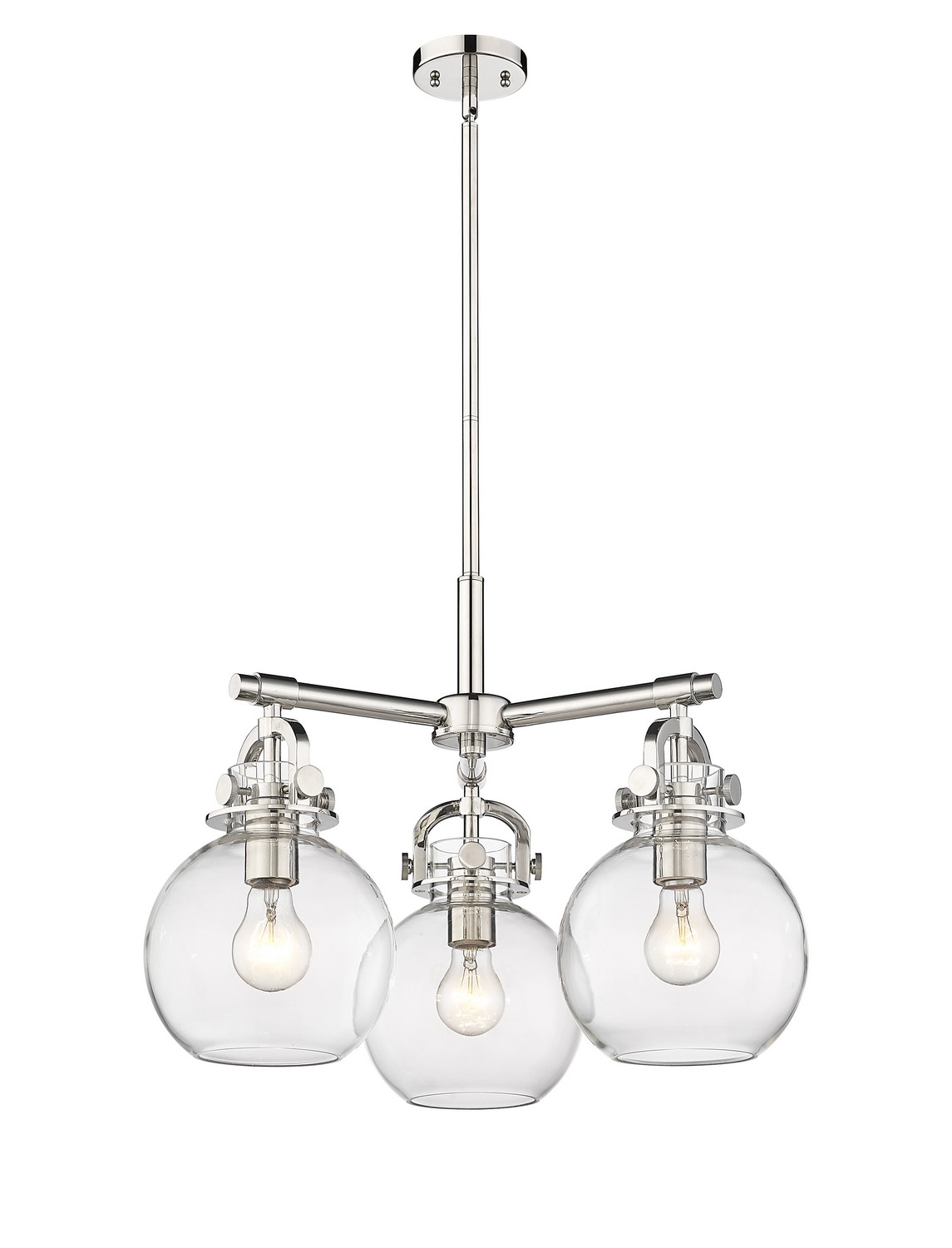 Three Light Pendant by Innovations - Downtown Urban Collection, Polished Nickel Finish - 410-3CR-PN-G410-7CL