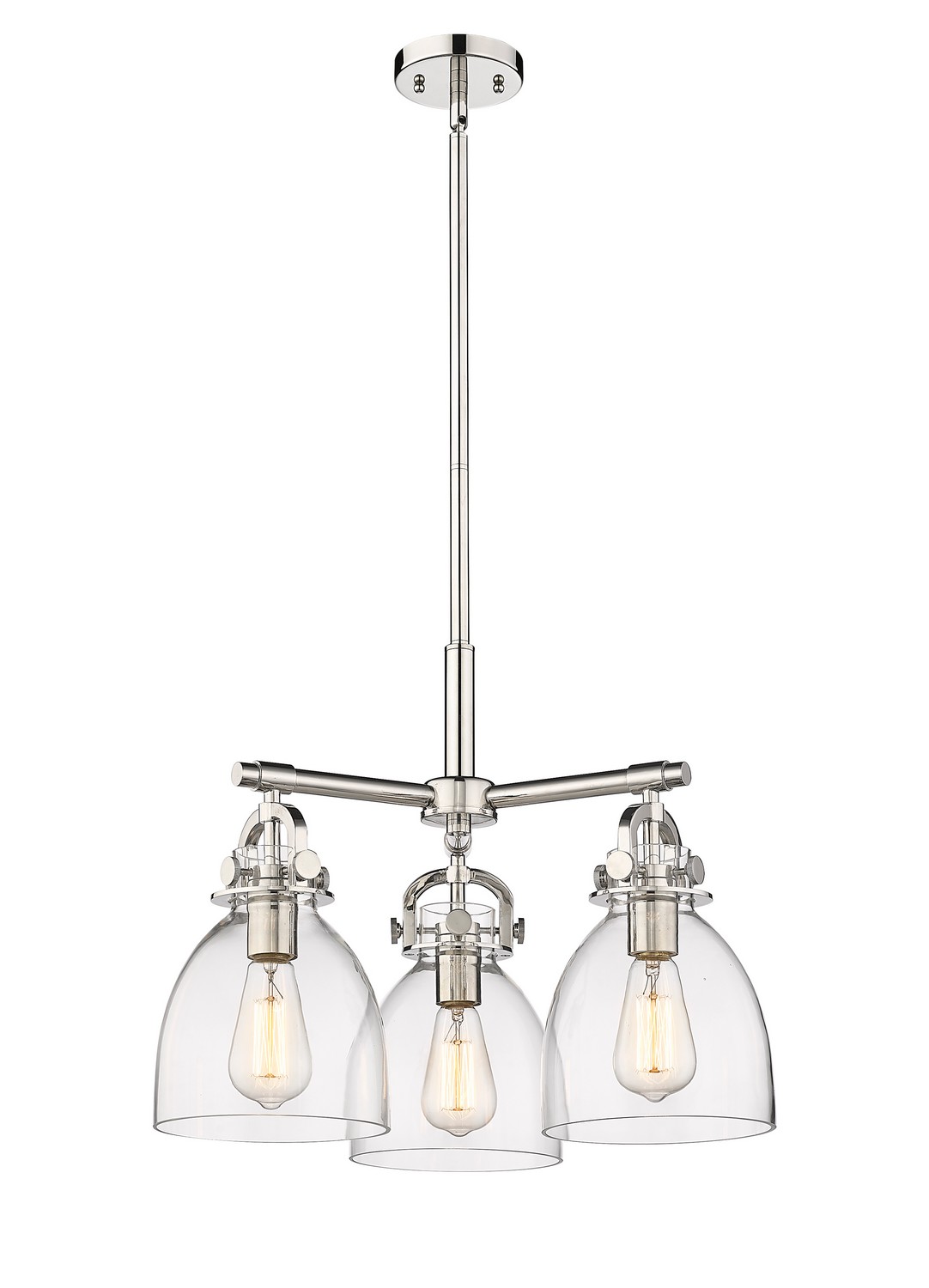 Three Light Pendant by Innovations - Downtown Urban Collection, Polished Nickel Finish - 410-3CR-PN-G412-7CL