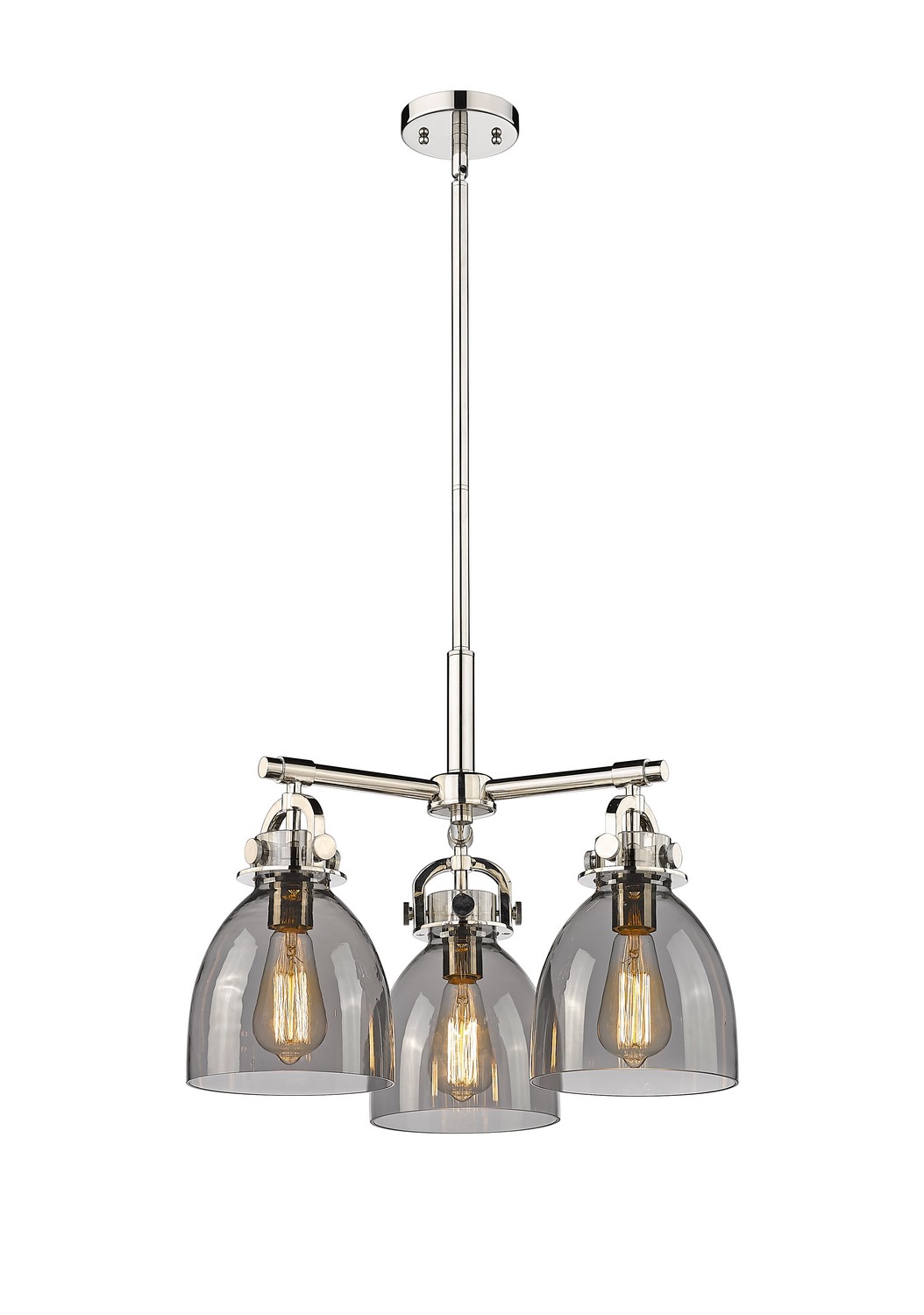 Three Light Pendant by Innovations - Downtown Urban Collection, Polished Nickel Finish - 410-3CR-PN-G412-7SM