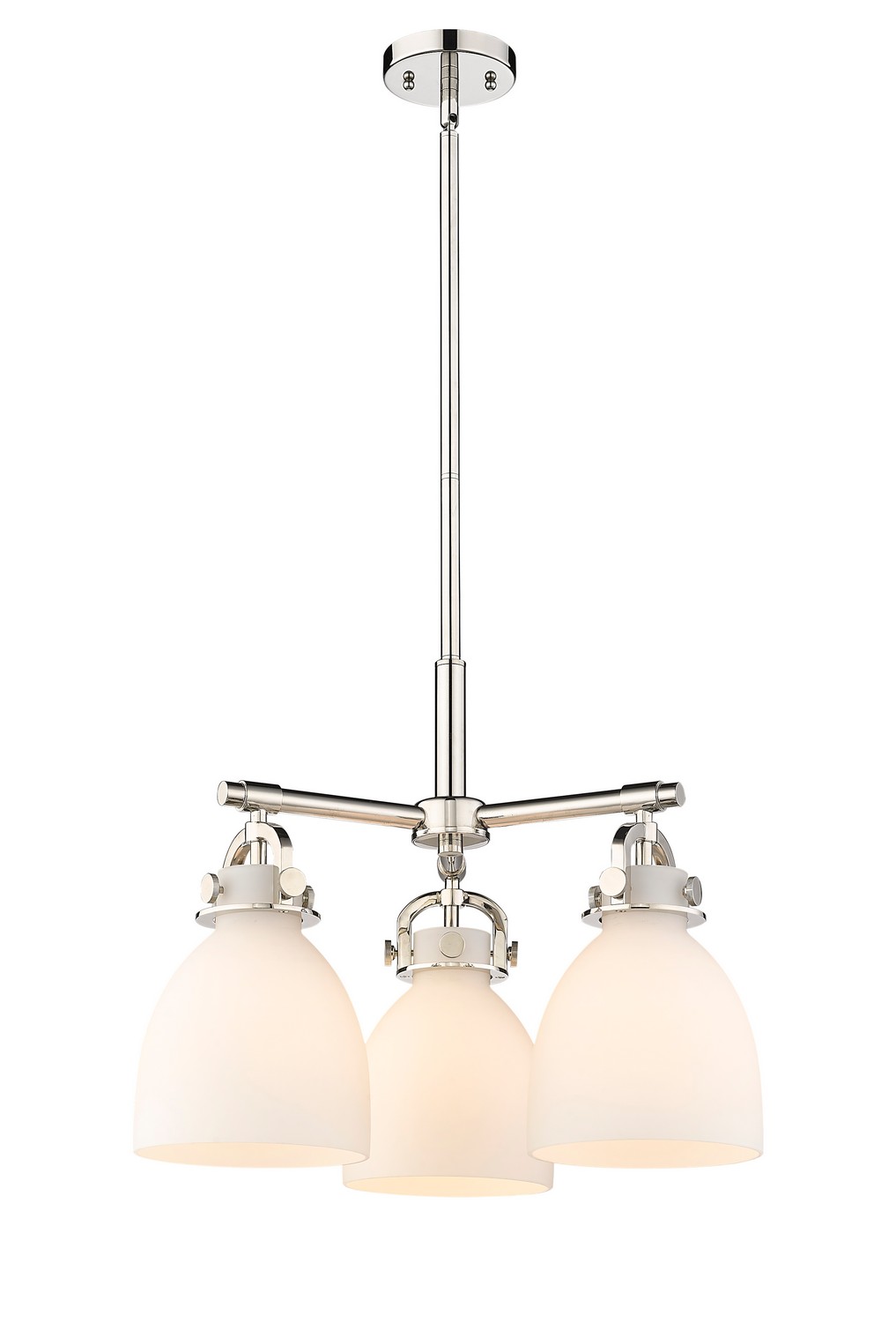 Three Light Pendant by Innovations - Downtown Urban Collection, Polished Nickel Finish - 410-3CR-PN-G412-7WH