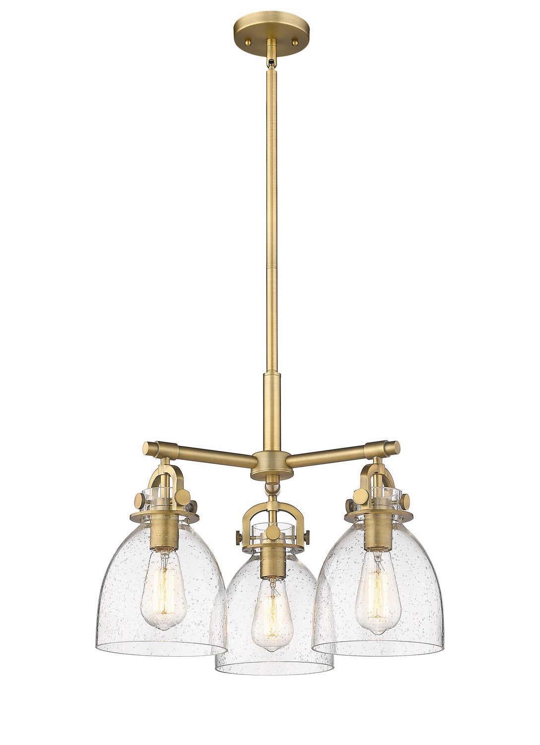 Three Light Pendant by Innovations - Downtown Urban Collection, Brushed Brass Finish - 410-3CR-BB-G412-7SDY