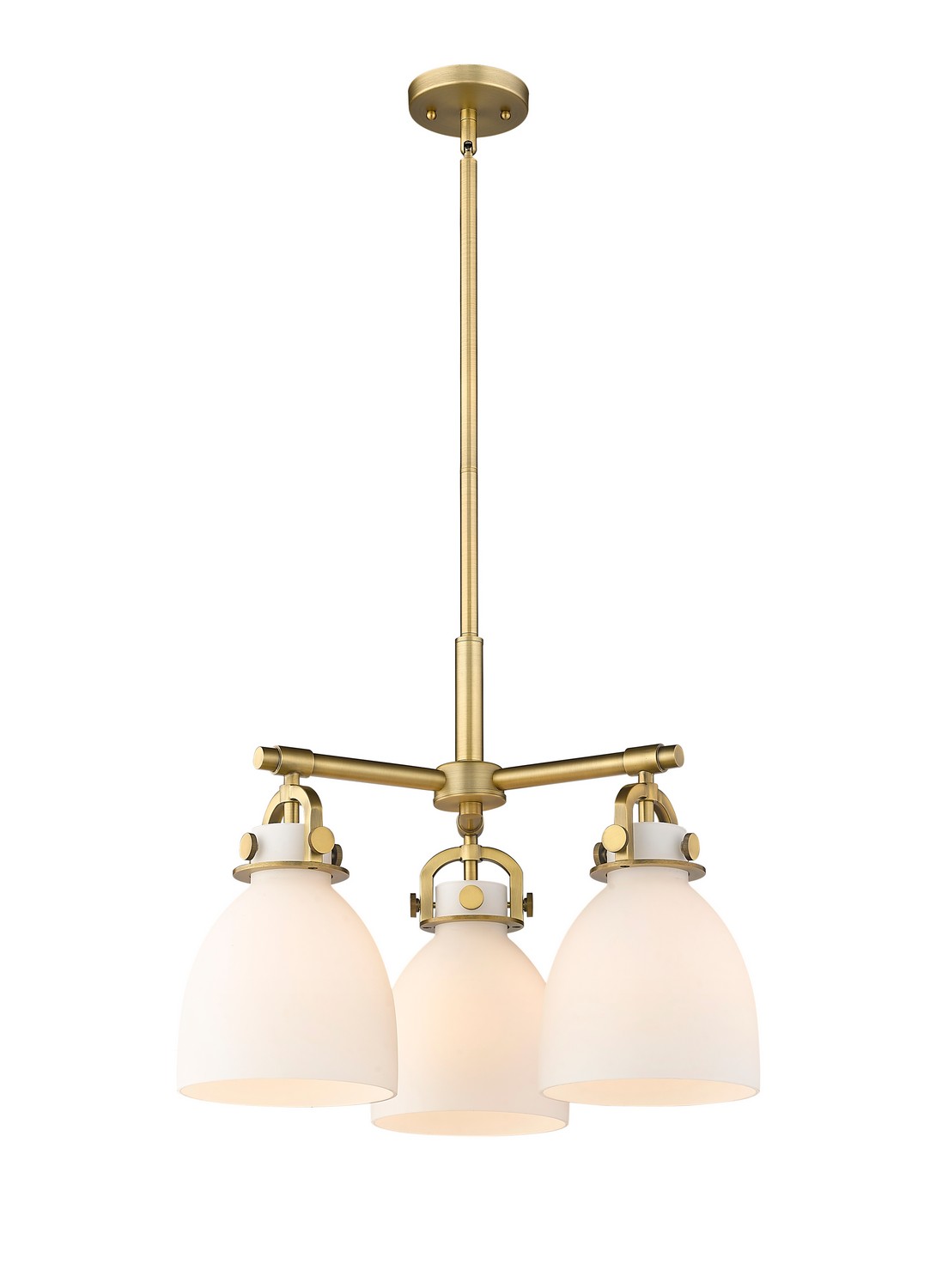 Three Light Pendant by Innovations - Downtown Urban Collection, Brushed Brass Finish - 410-3CR-BB-G412-7WH