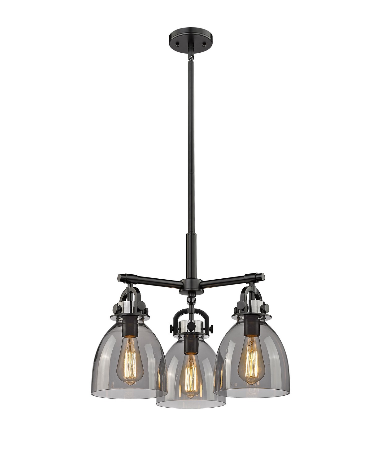 Three Light Pendant by Innovations - Downtown Urban Collection, Matte Black Finish - 410-3CR-BK-G412-7SM