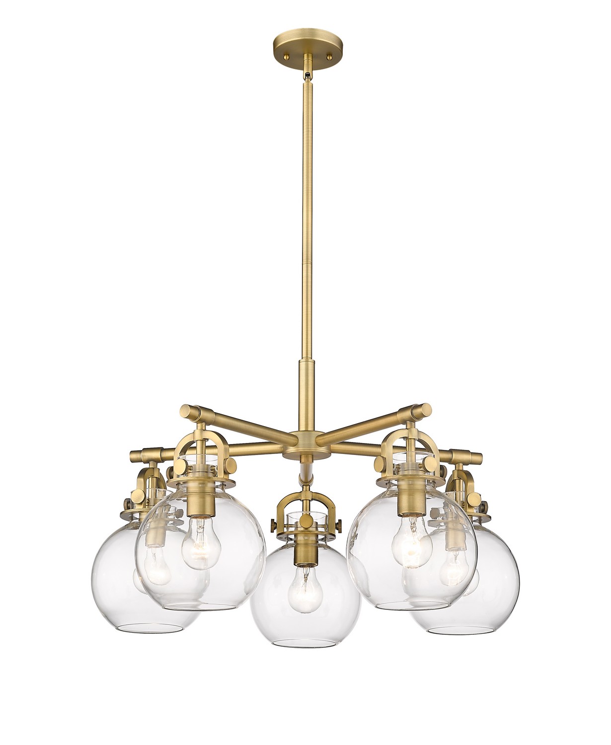 Five Light Chandelier by Innovations - Downtown Urban Collection, Brushed Brass Finish - 410-5CR-BB-G410-7CL