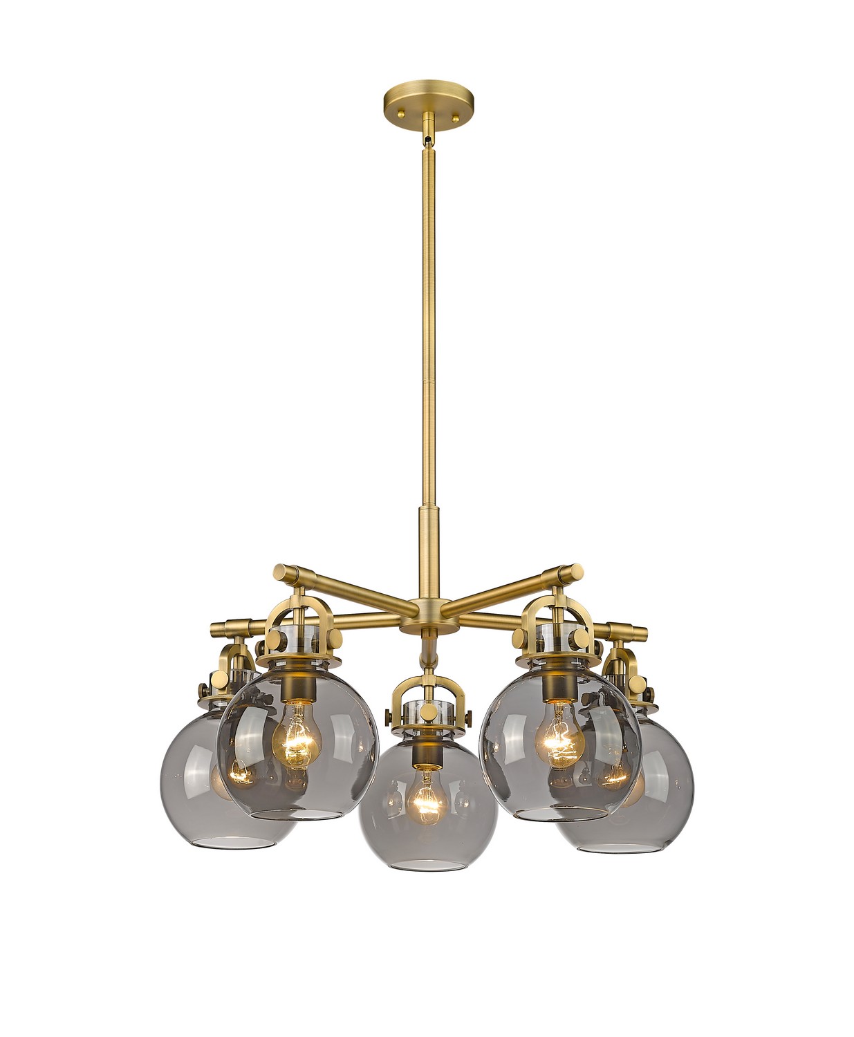 Five Light Chandelier by Innovations - Downtown Urban Collection, Brushed Brass Finish - 410-5CR-BB-G410-7SM