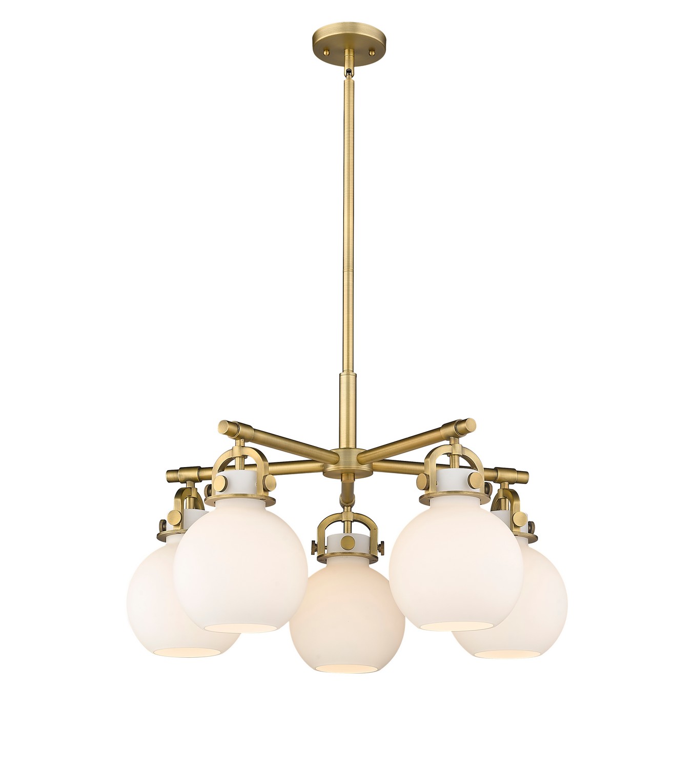 Five Light Chandelier by Innovations - Downtown Urban Collection, Brushed Brass Finish - 410-5CR-BB-G410-7WH