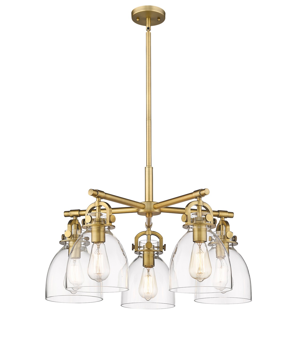 Five Light Chandelier by Innovations - Downtown Urban Collection, Brushed Brass Finish - 410-5CR-BB-G412-7CL