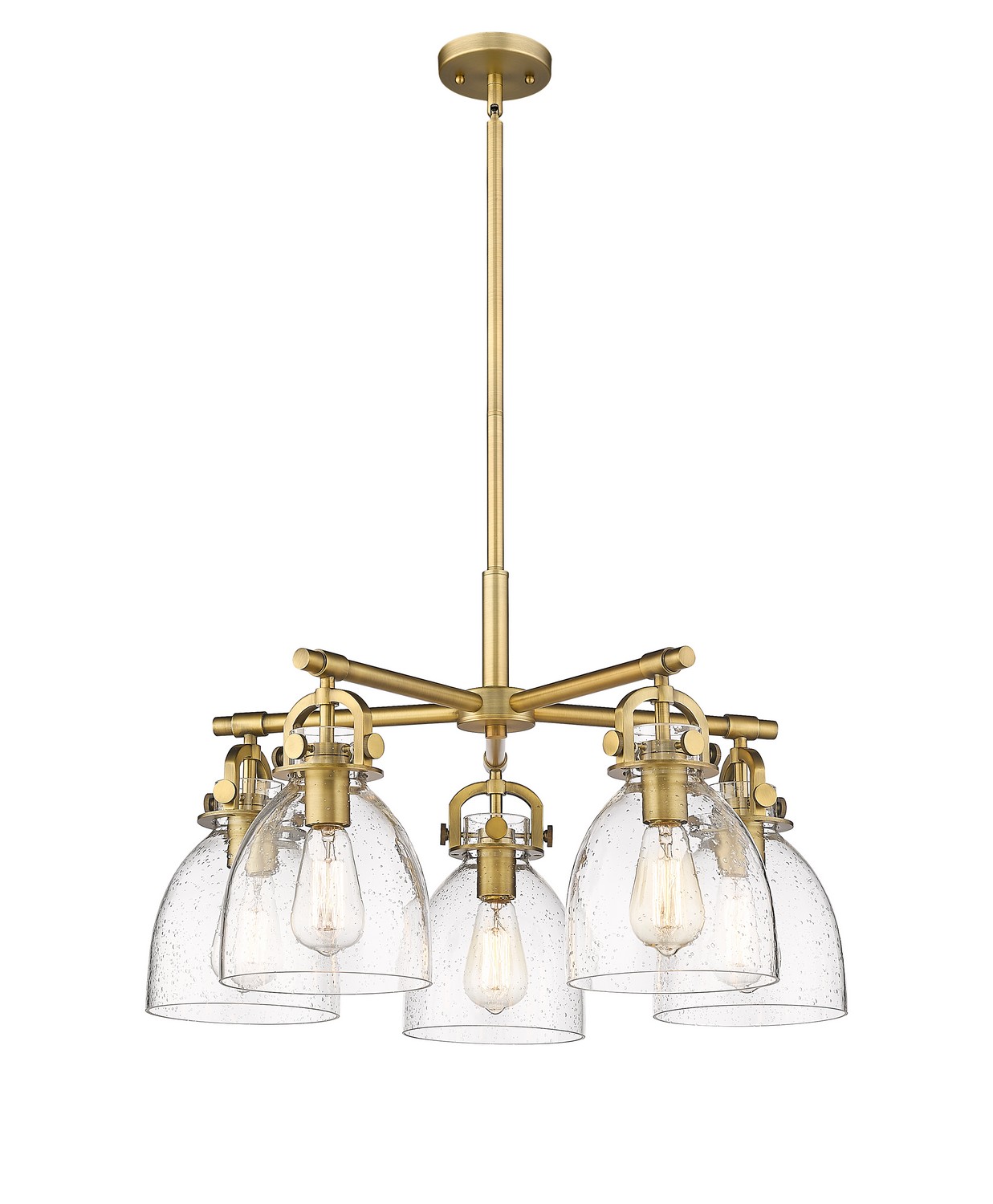 Five Light Chandelier by Innovations - Downtown Urban Collection, Brushed Brass Finish - 410-5CR-BB-G412-7SDY