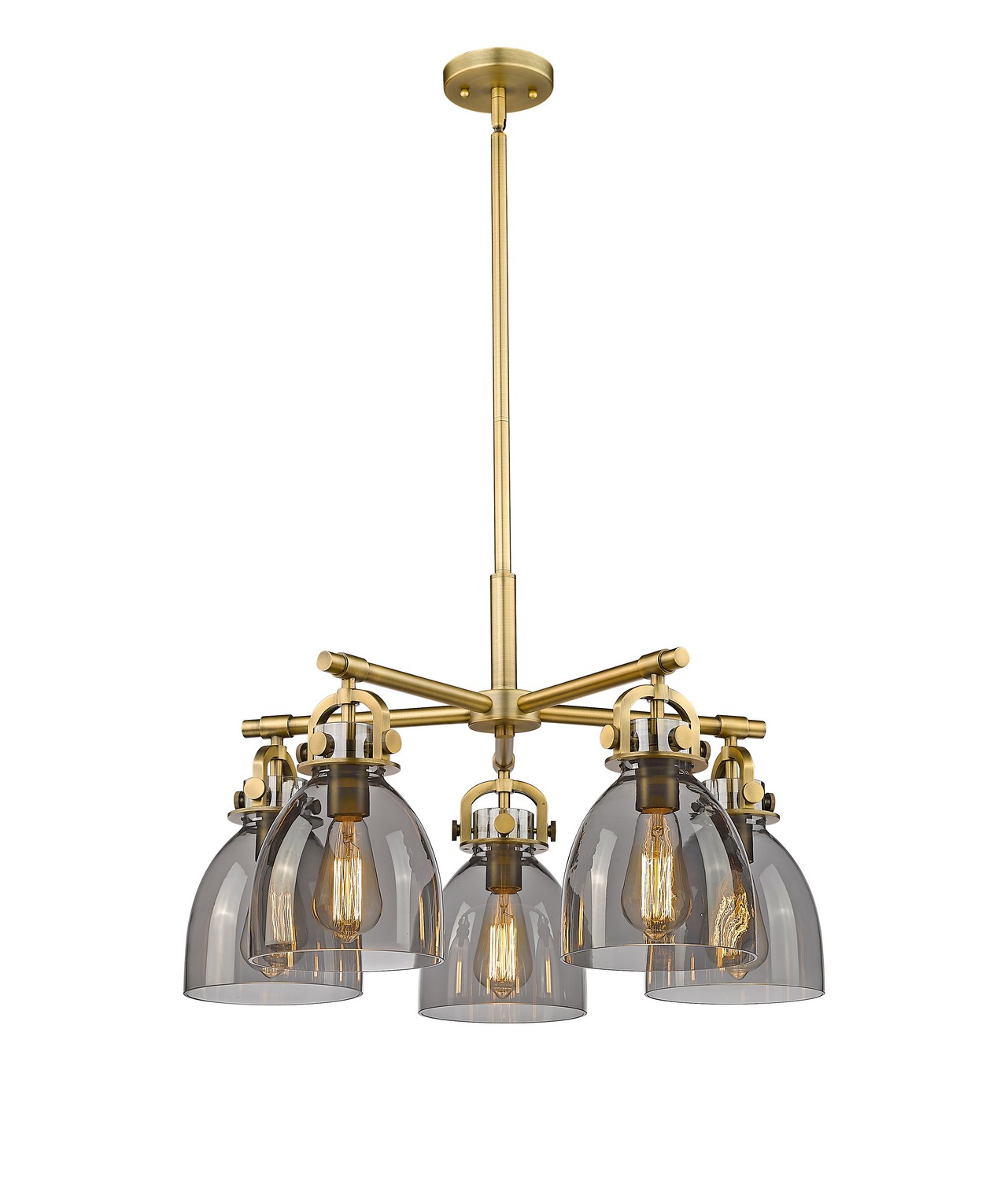 Five Light Chandelier by Innovations - Downtown Urban Collection, Brushed Brass Finish - 410-5CR-BB-G412-7SM