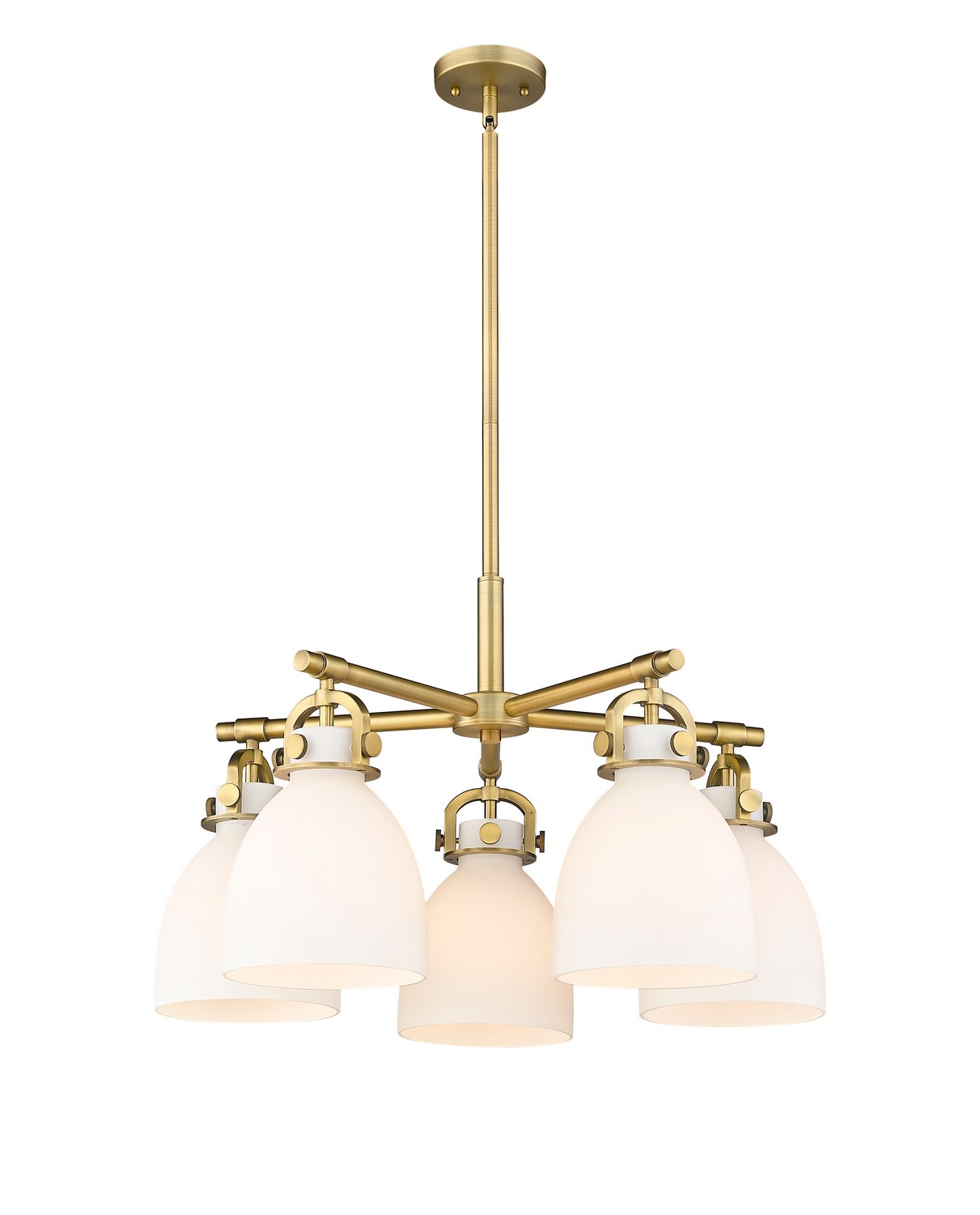 Five Light Chandelier by Innovations - Downtown Urban Collection, Brushed Brass Finish - 410-5CR-BB-G412-7WH
