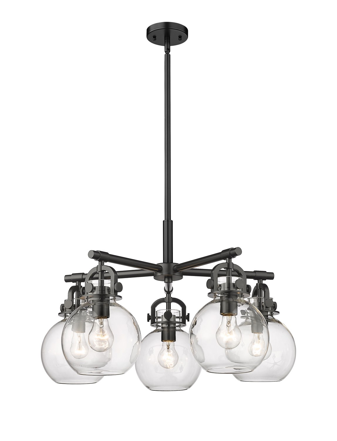 Five Light Chandelier by Innovations - Downtown Urban Collection, Matte Black Finish - 410-5CR-BK-G410-7CL