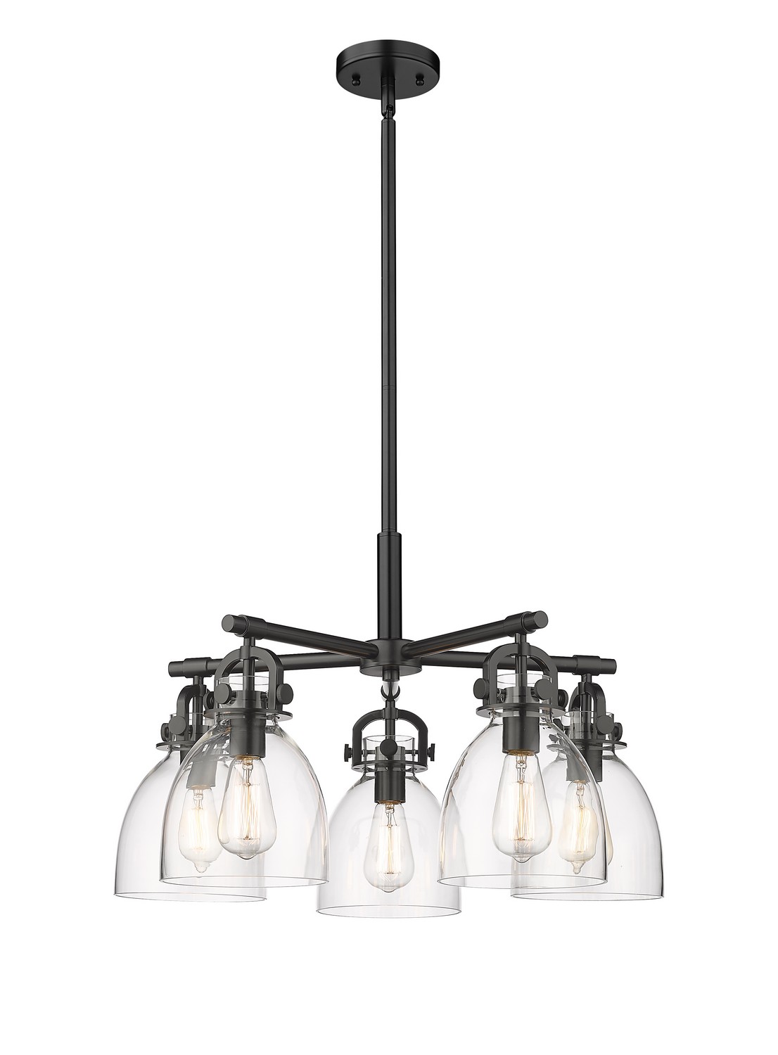 Five Light Chandelier by Innovations - Downtown Urban Collection, Matte Black Finish - 410-5CR-BK-G412-7CL