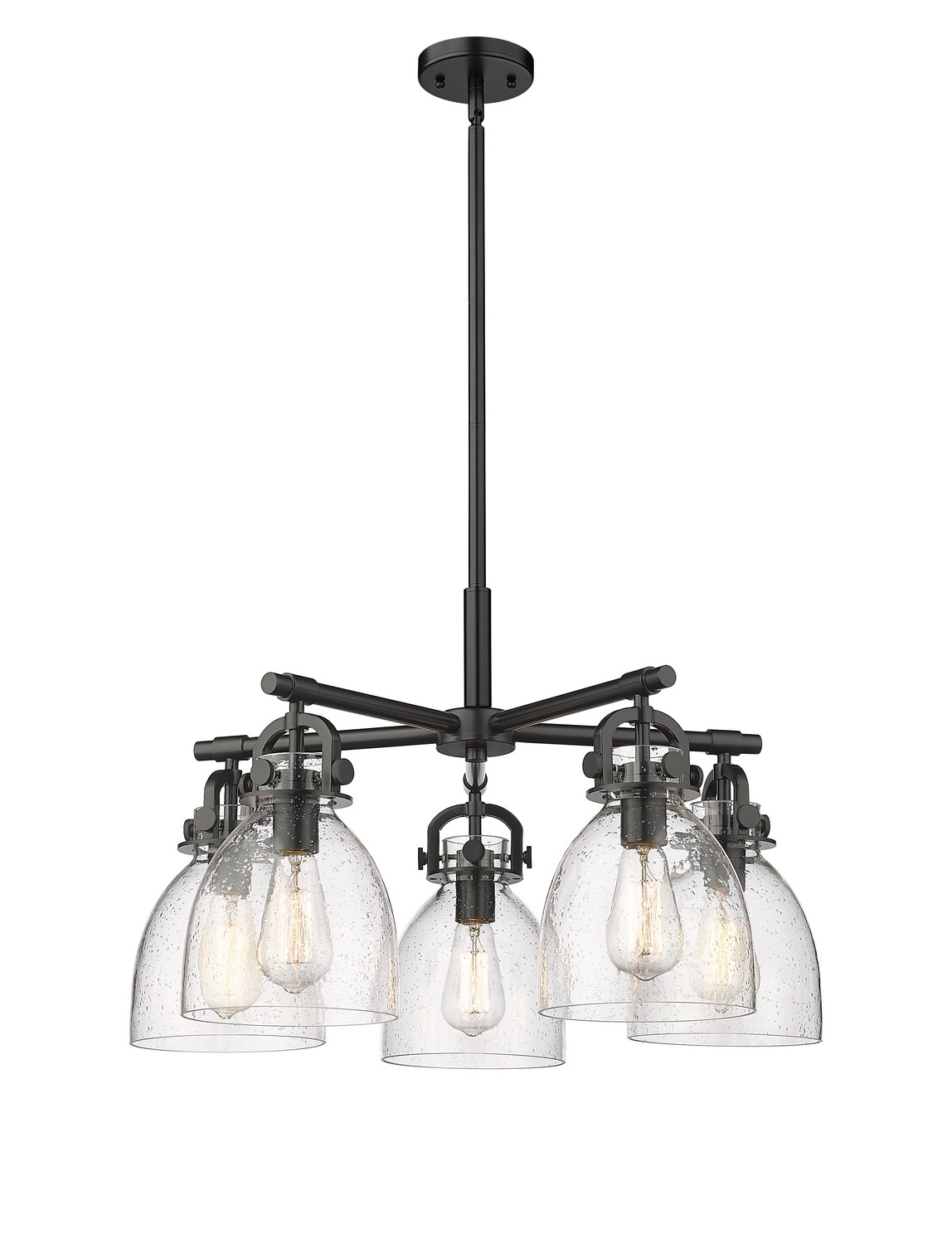 Five Light Chandelier by Innovations - Downtown Urban Collection, Matte Black Finish - 410-5CR-BK-G412-7SDY