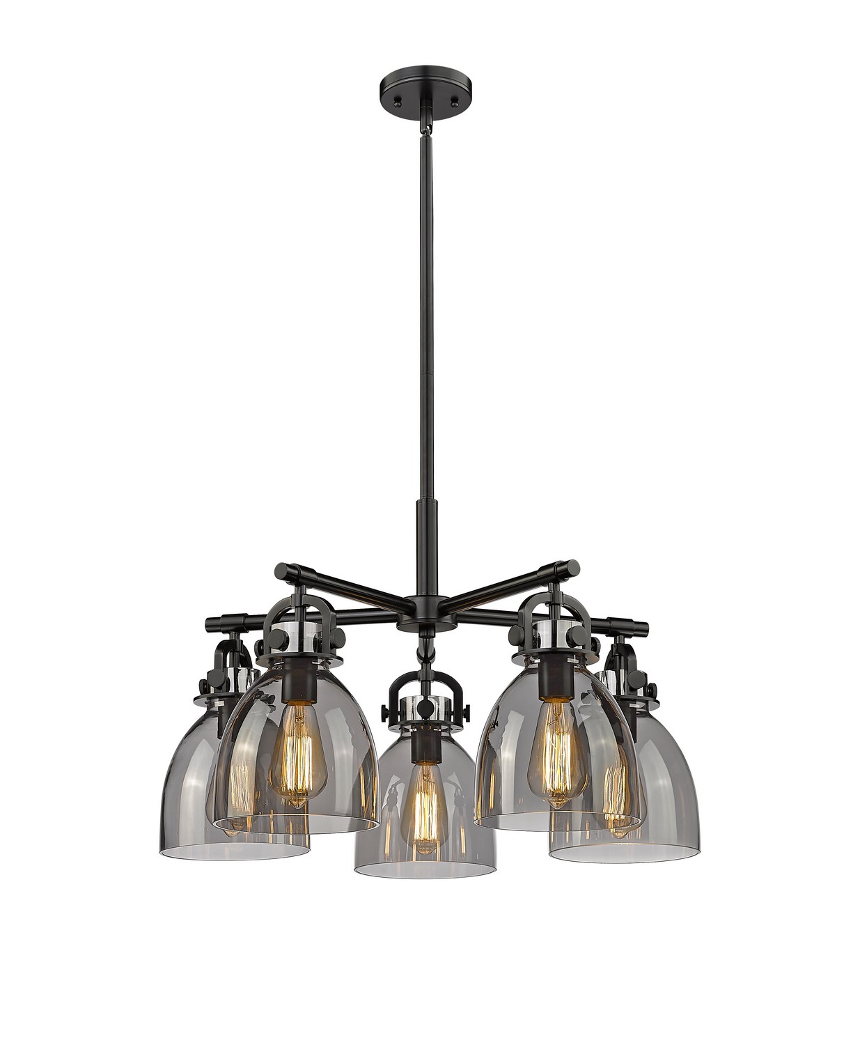 Five Light Chandelier by Innovations - Downtown Urban Collection, Matte Black Finish - 410-5CR-BK-G412-7SM