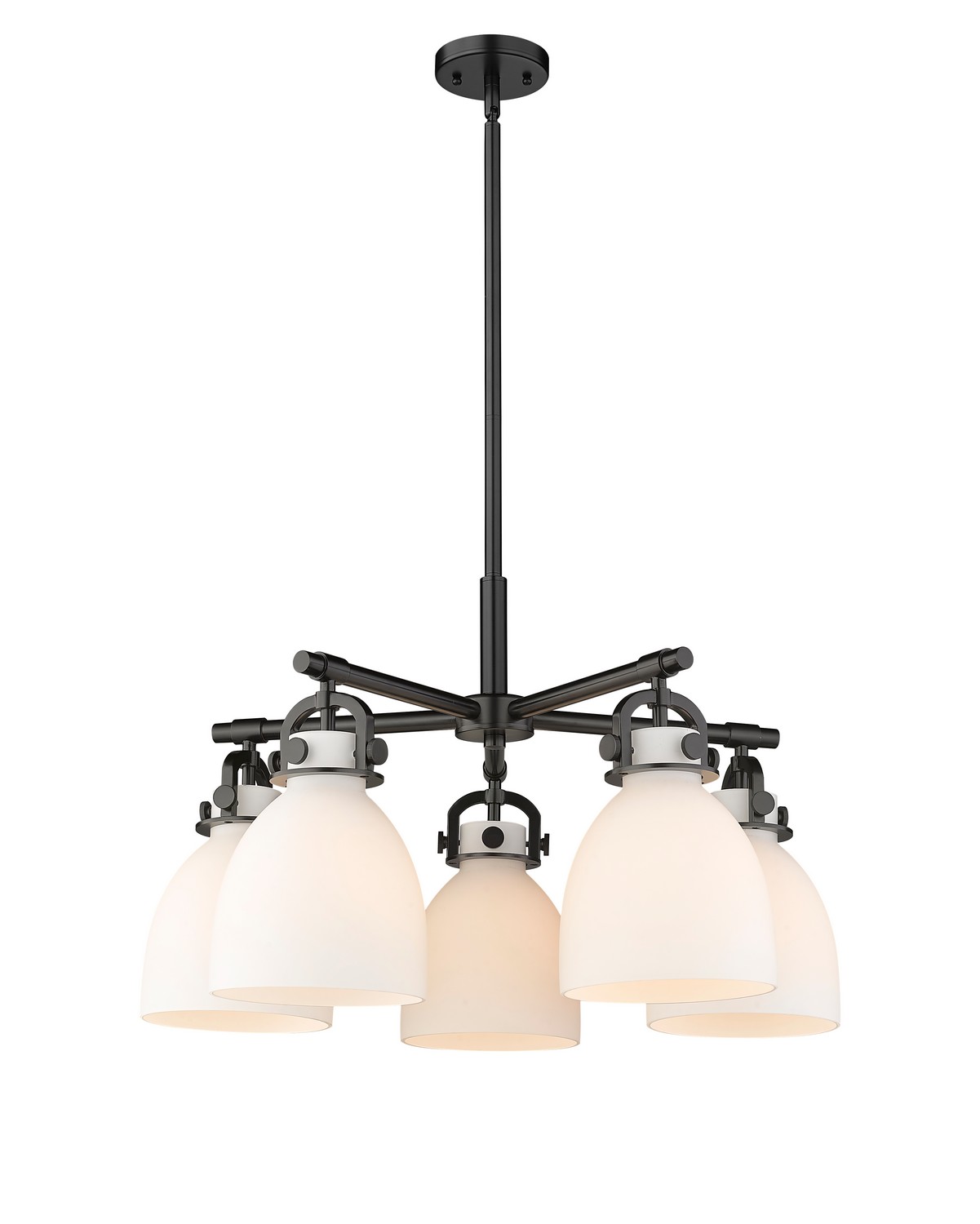 Five Light Chandelier by Innovations - Downtown Urban Collection, Matte Black Finish - 410-5CR-BK-G412-7WH