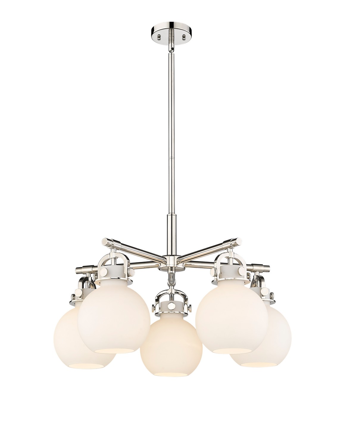 Five Light Chandelier by Innovations - Downtown Urban Collection, Polished Nickel Finish - 410-5CR-PN-G410-7WH