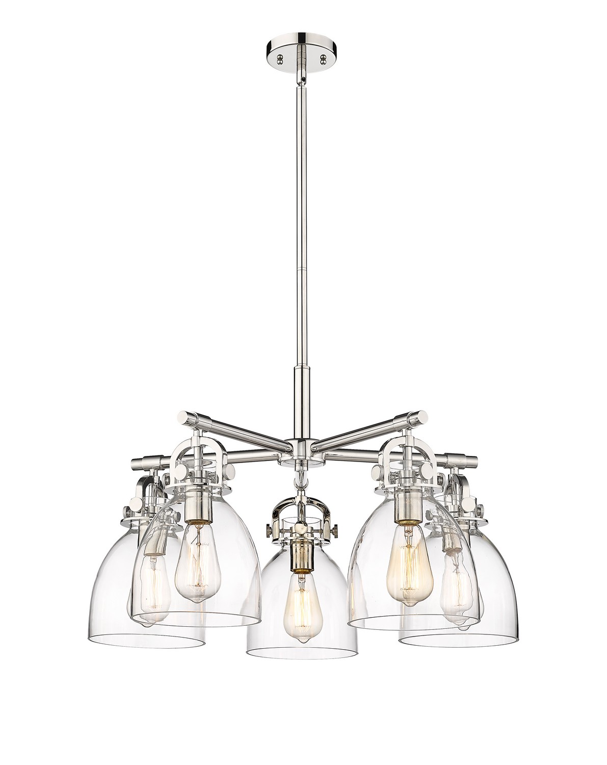 Five Light Chandelier by Innovations - Downtown Urban Collection, Polished Nickel Finish - 410-5CR-PN-G412-7CL