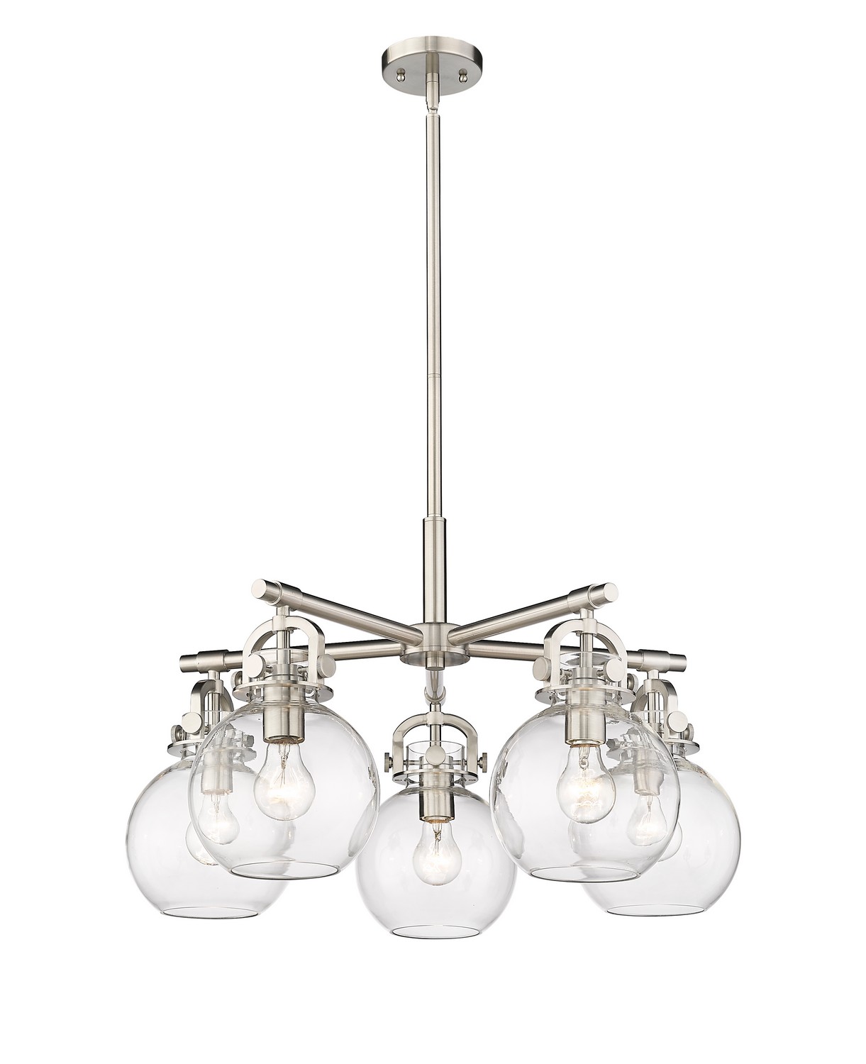 Five Light Chandelier by Innovations - Downtown Urban Collection, Satin Nickel Finish - 410-5CR-SN-G410-7CL