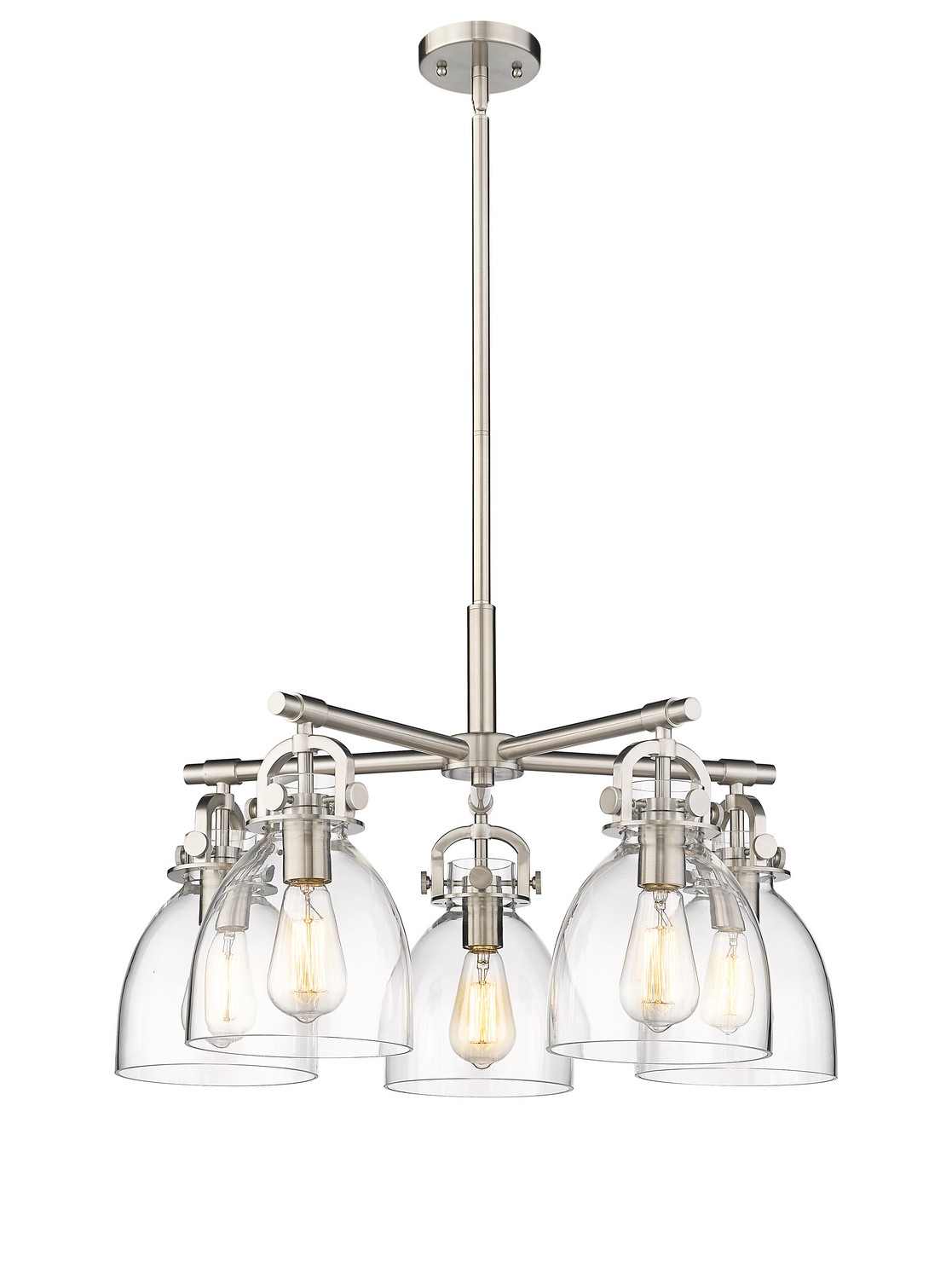 Five Light Chandelier by Innovations - Downtown Urban Collection, Satin Nickel Finish - 410-5CR-SN-G412-7CL