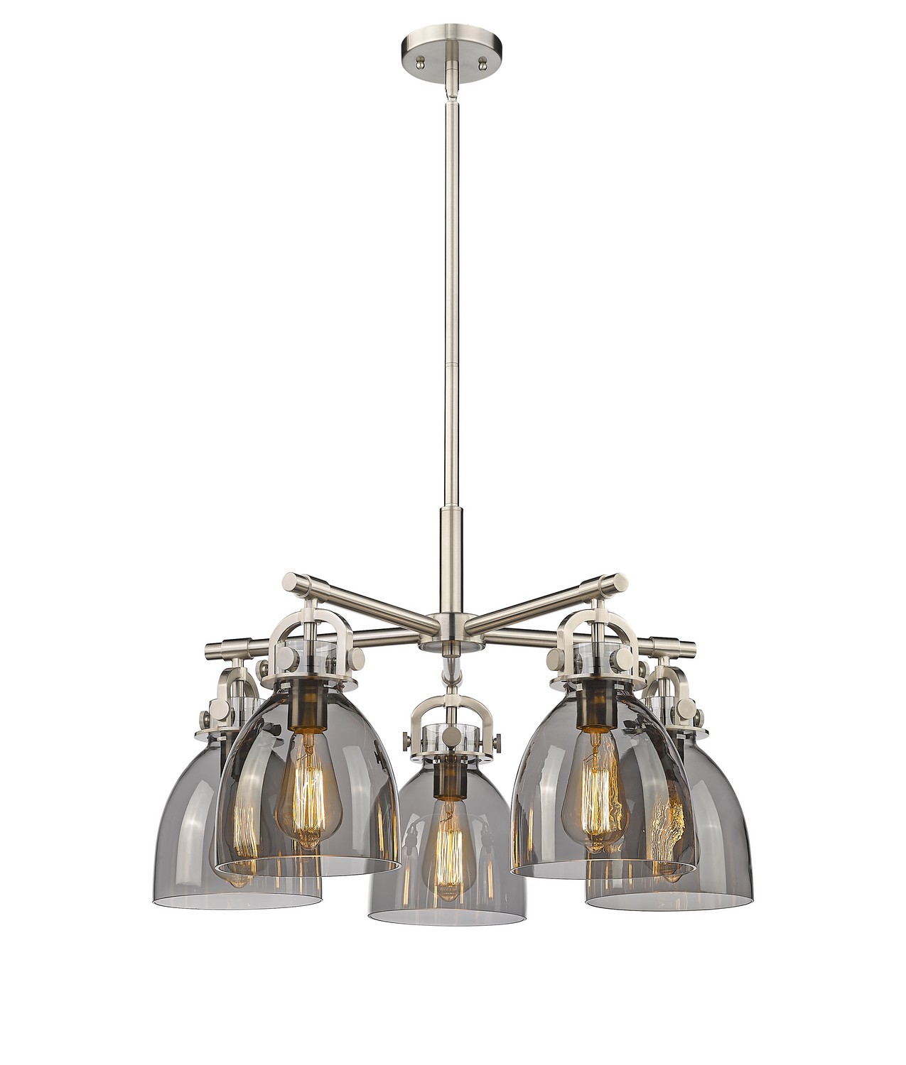 Five Light Chandelier by Innovations - Downtown Urban Collection, Satin Nickel Finish - 410-5CR-SN-G412-7SM