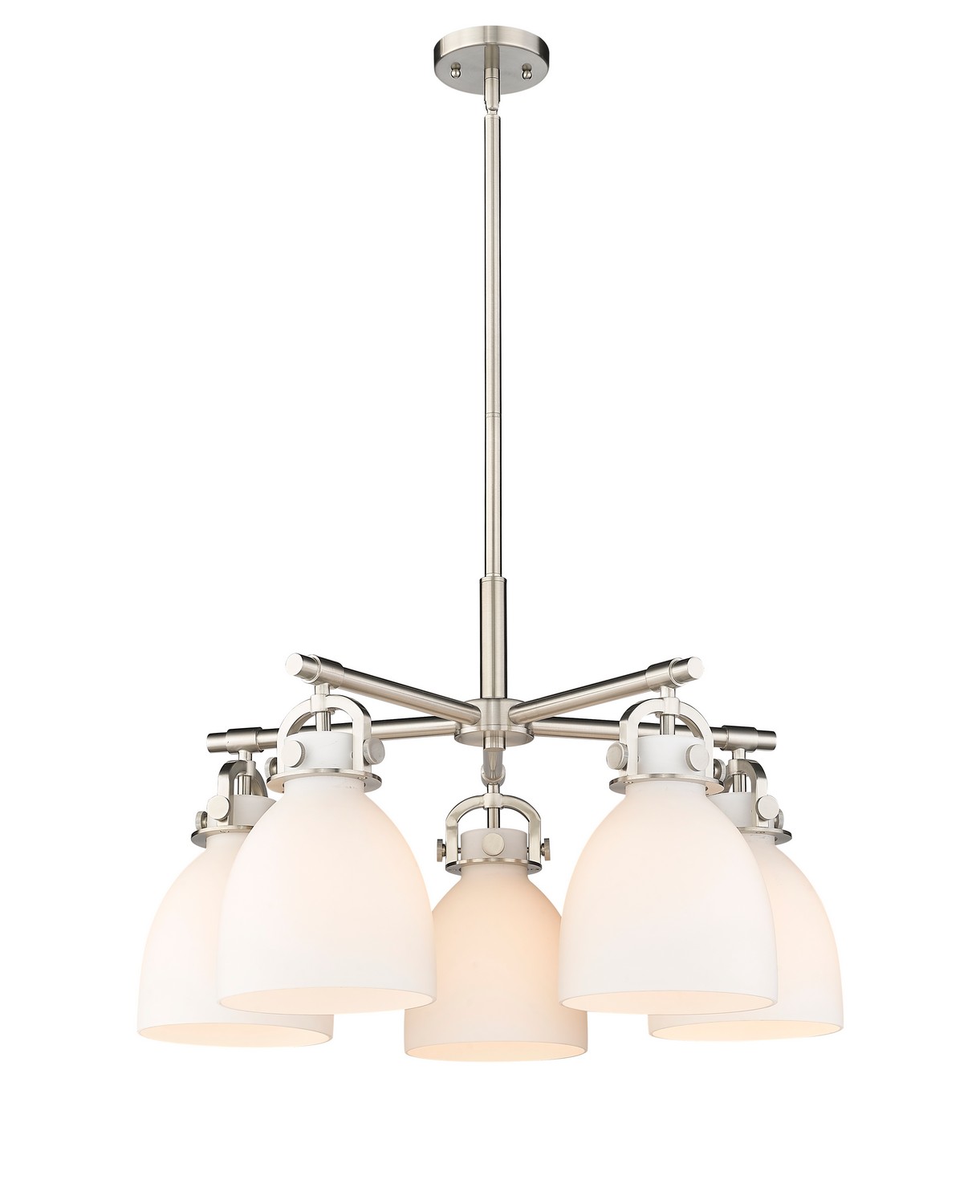 Five Light Chandelier by Innovations - Downtown Urban Collection, Satin Nickel Finish - 410-5CR-SN-G412-7WH