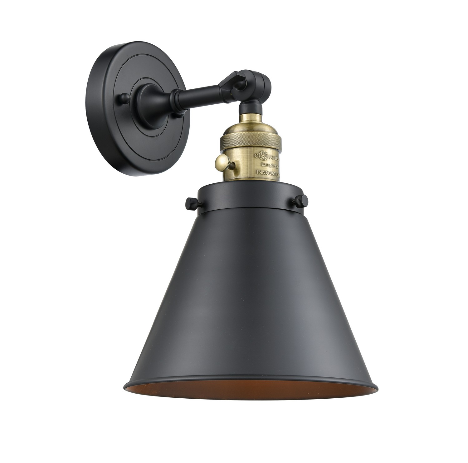 LED Wall Sconce by Innovations - Franklin Restoration Collection, Black Antique Brass Finish - 203SW-BAB-M13-BK-LED