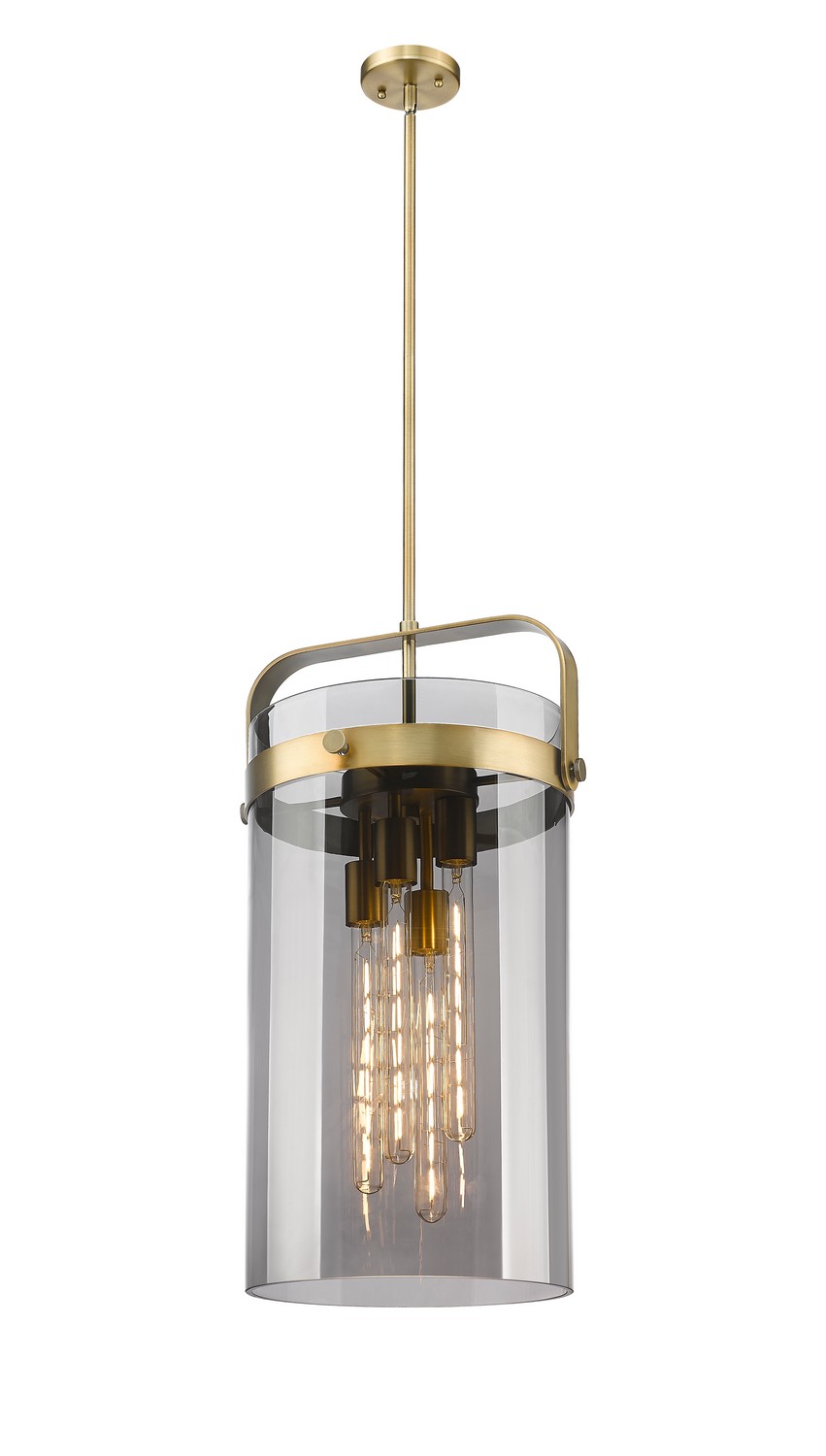 Four Light Pendant by Innovations - Downtown Urban Collection, Brushed Brass Finish - 413-4SL-BB-G413-4S-12SM