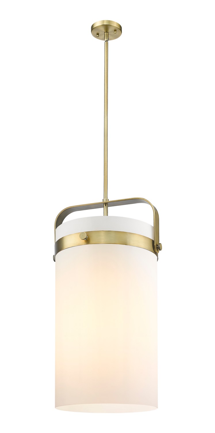 Four Light Pendant by Innovations - Downtown Urban Collection, Brushed Brass Finish - 413-4SL-BB-G413-4S-12WH