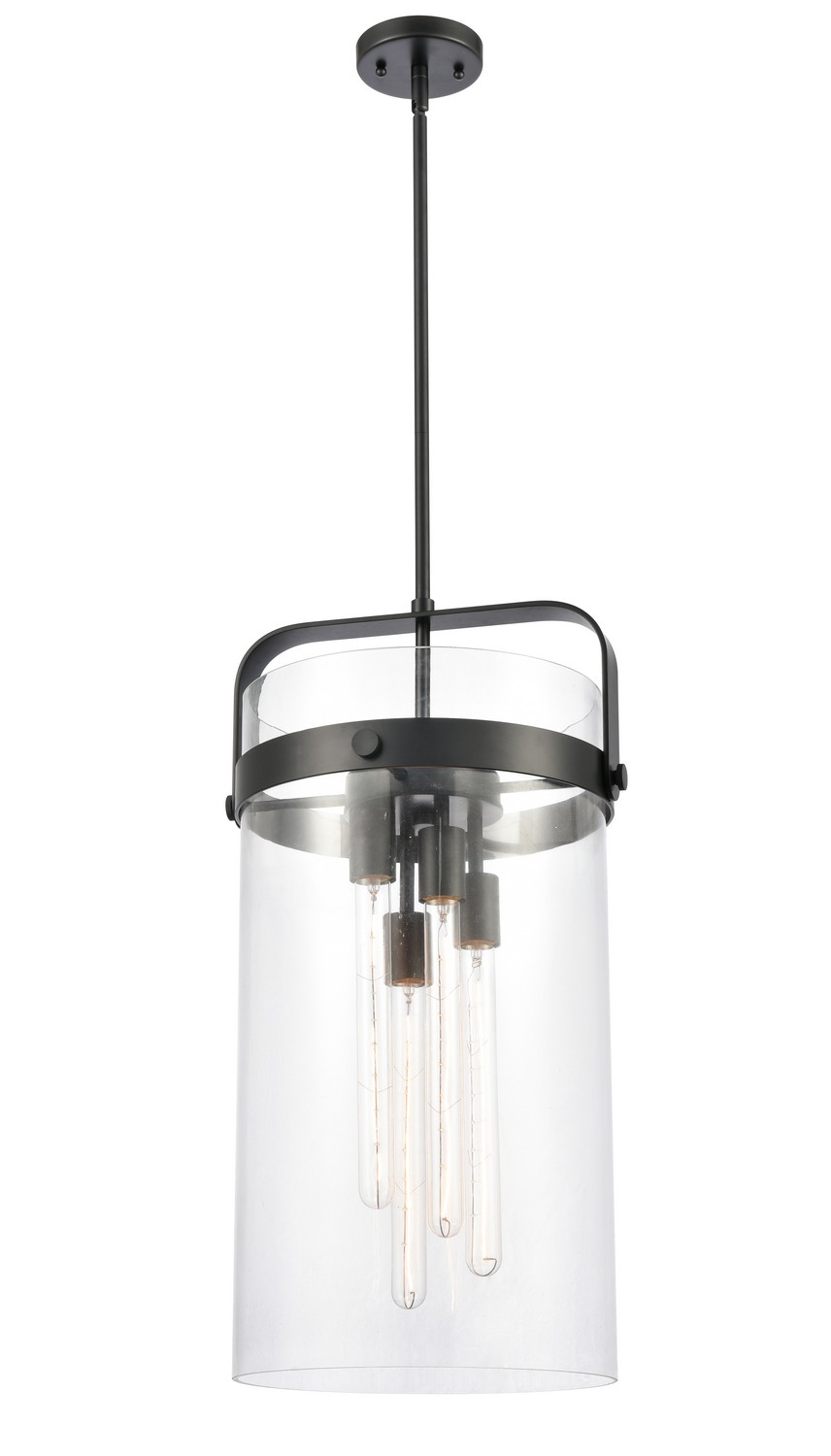 Four Light Pendant by Innovations - Downtown Urban Collection, Matte Black Finish - 413-4SL-BK-G413-4S-12CL