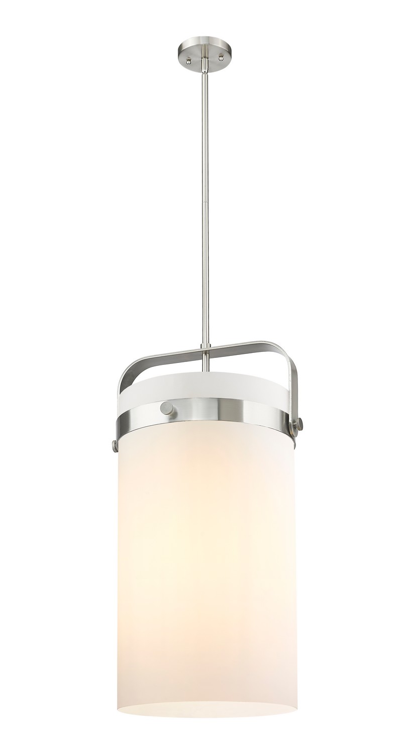 Four Light Pendant by Innovations - Downtown Urban Collection, Satin Nickel Finish - 413-4SL-SN-G413-4S-12WH