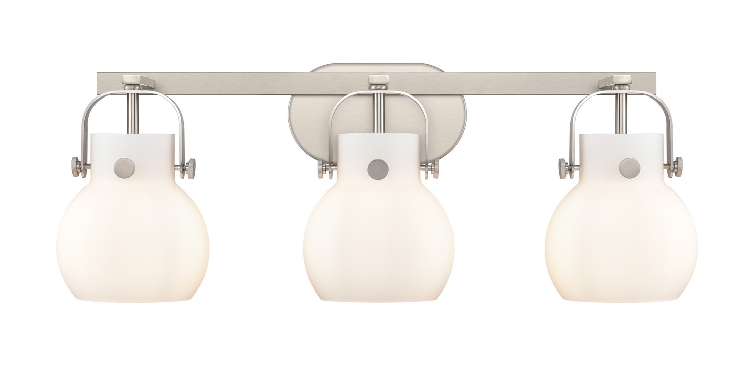 Three Light Bath Vanity by Innovations - Downtown Urban Collection, Satin Nickel Finish - 423-3W-SN-G410-6WH