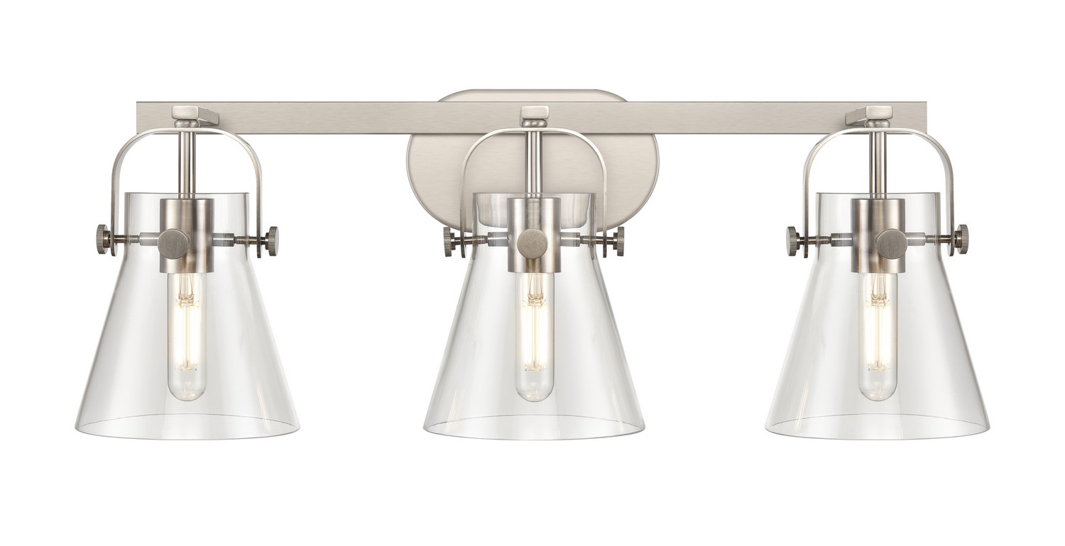 Three Light Bath Vanity by Innovations - Downtown Urban Collection, Satin Nickel Finish - 423-3W-SN-G411-6CL