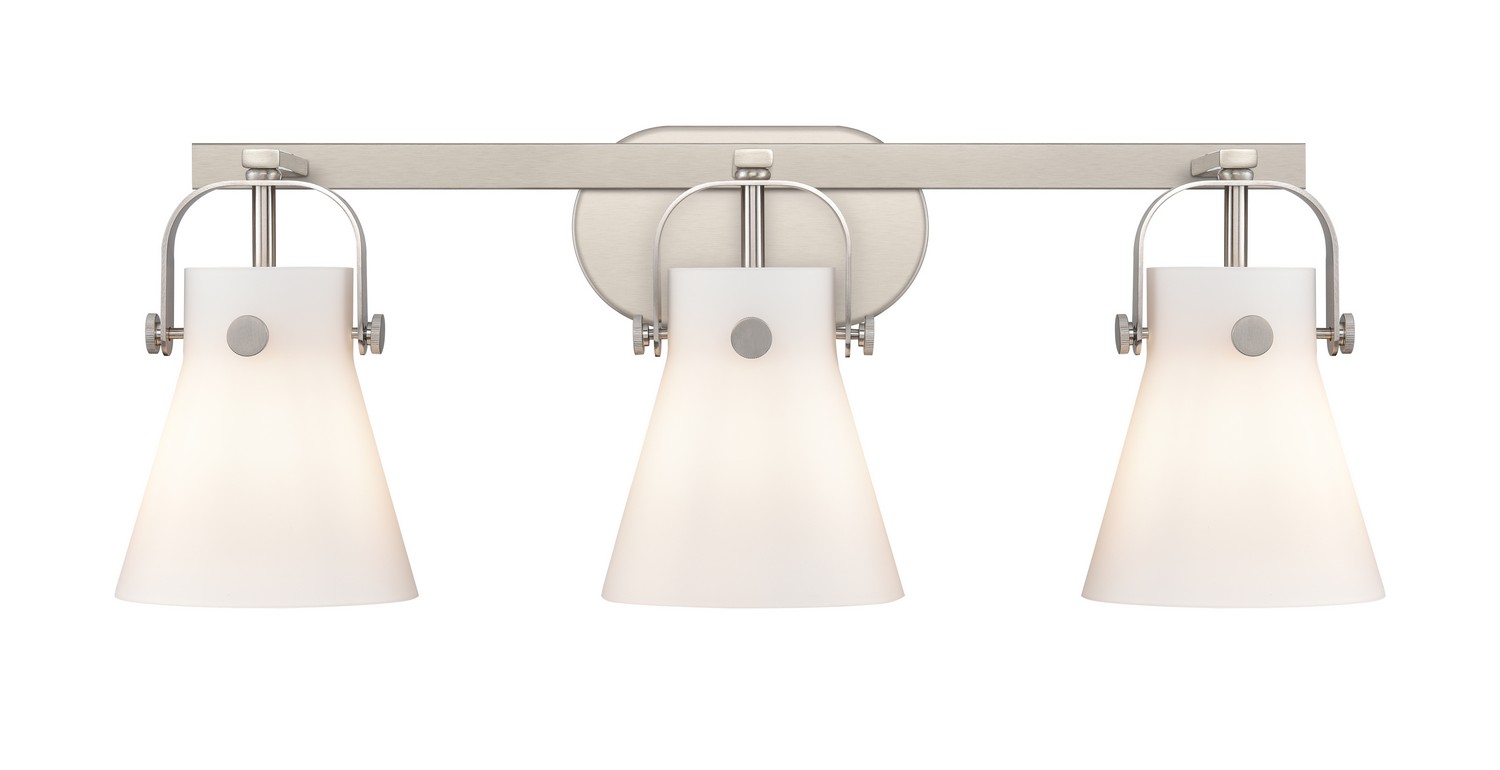 Three Light Bath Vanity by Innovations - Downtown Urban Collection, Satin Nickel Finish - 423-3W-SN-G411-6WH