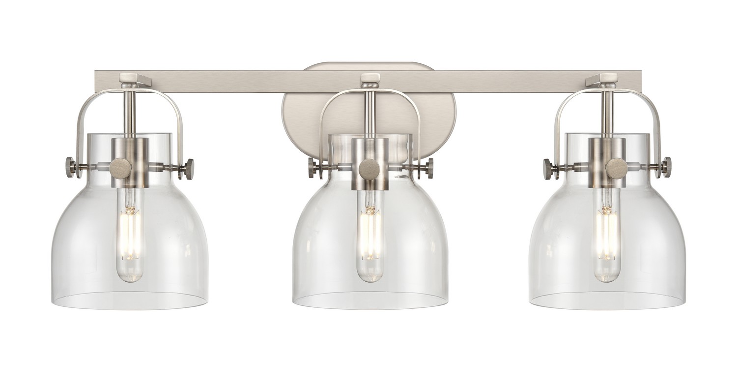 Three Light Bath Vanity by Innovations - Downtown Urban Collection, Satin Nickel Finish - 423-3W-SN-G412-6CL