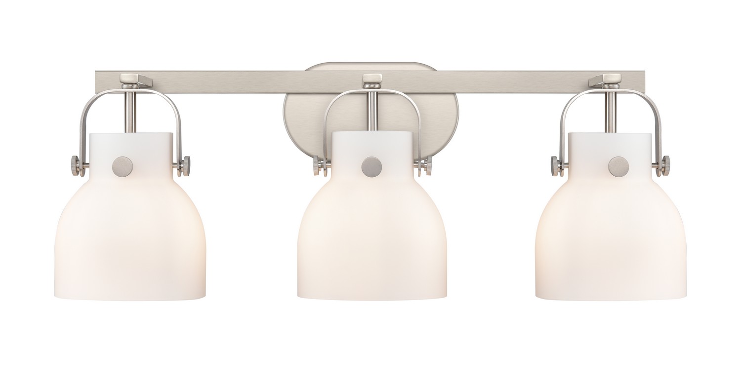 Three Light Bath Vanity by Innovations - Downtown Urban Collection, Satin Nickel Finish - 423-3W-SN-G412-6WH