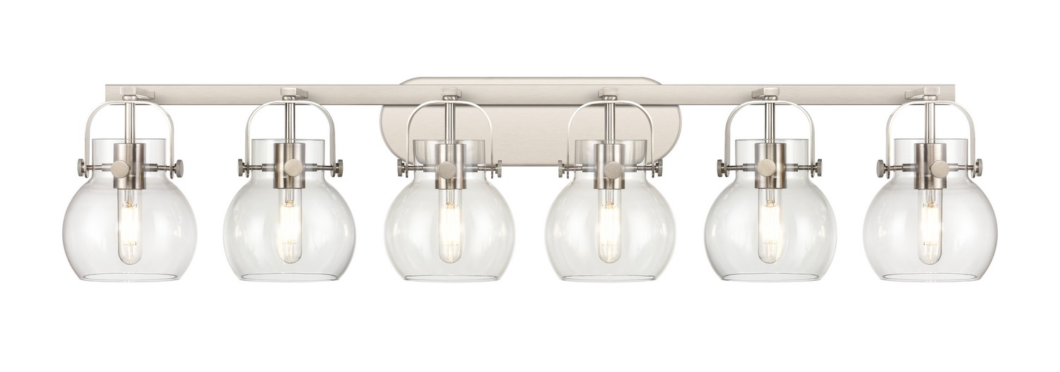 Six Light Bath Vanity by Innovations - Downtown Urban Collection, Satin Nickel Finish - 423-6W-SN-G410-6CL