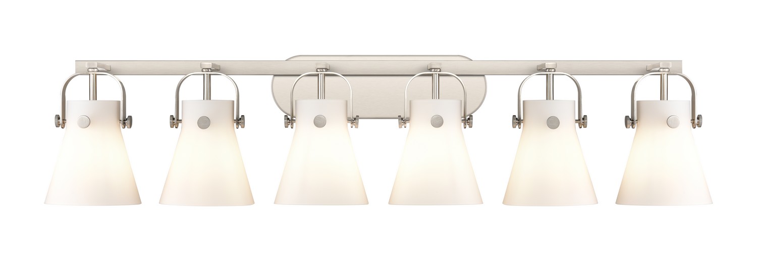Six Light Bath Vanity by Innovations - Downtown Urban Collection, Satin Nickel Finish - 423-6W-SN-G411-6WH