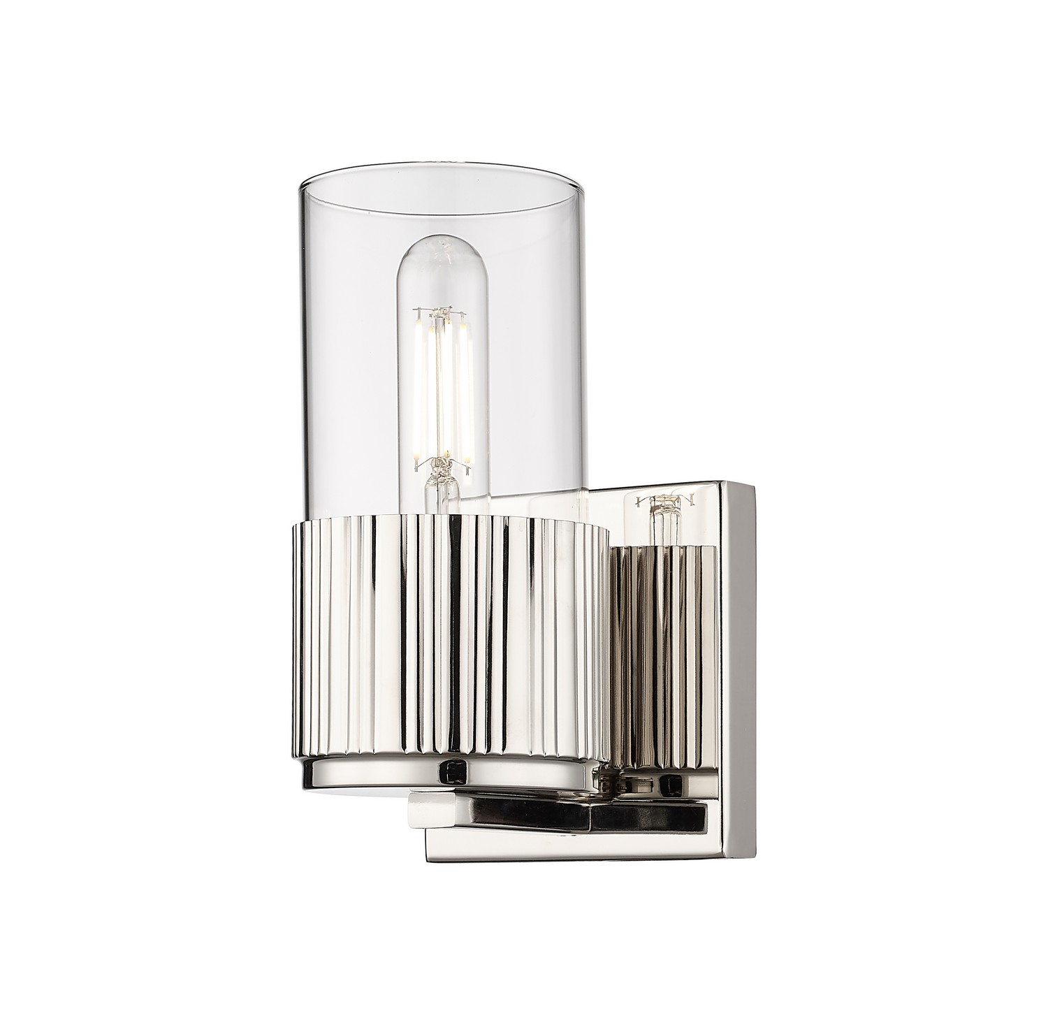 One Light Wall Sconce by Innovations - Downtown Urban Collection, Polished Nickel Finish - 428-1W-PN-G428-7CL
