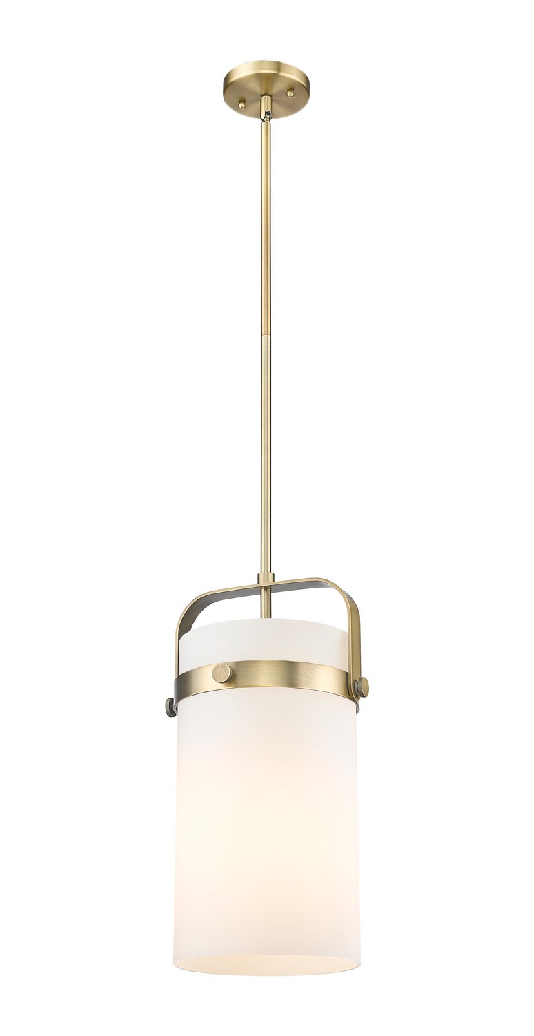 One Light Mini Pendant by Innovations - Downtown Urban Collection, Brushed Brass Finish - 413-1SM-BB-G413-1S-8WH