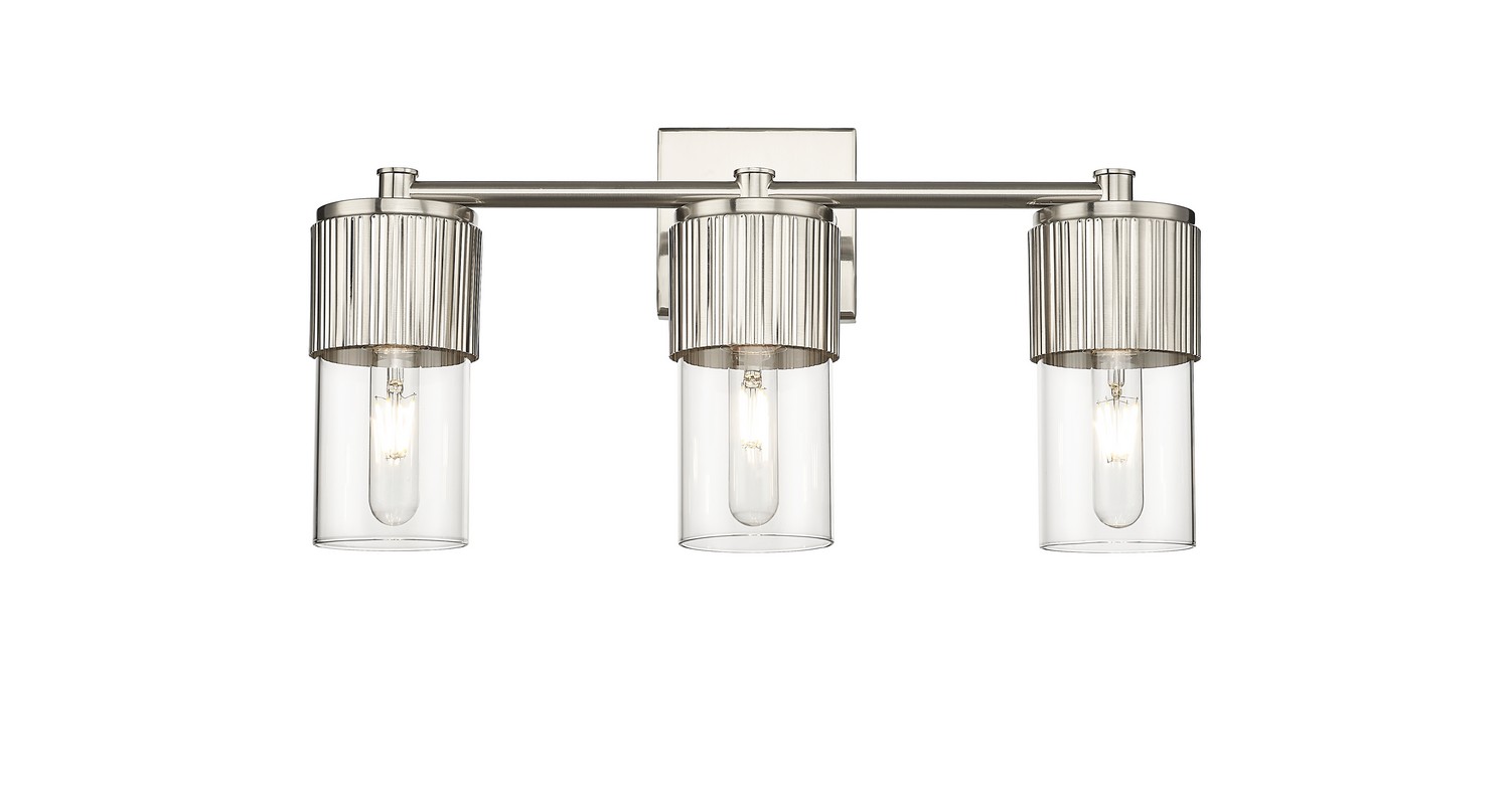 Three Light Bath Vanity by Innovations - Downtown Urban Collection, Satin Nickel Finish - 428-3W-SN-G428-7CL