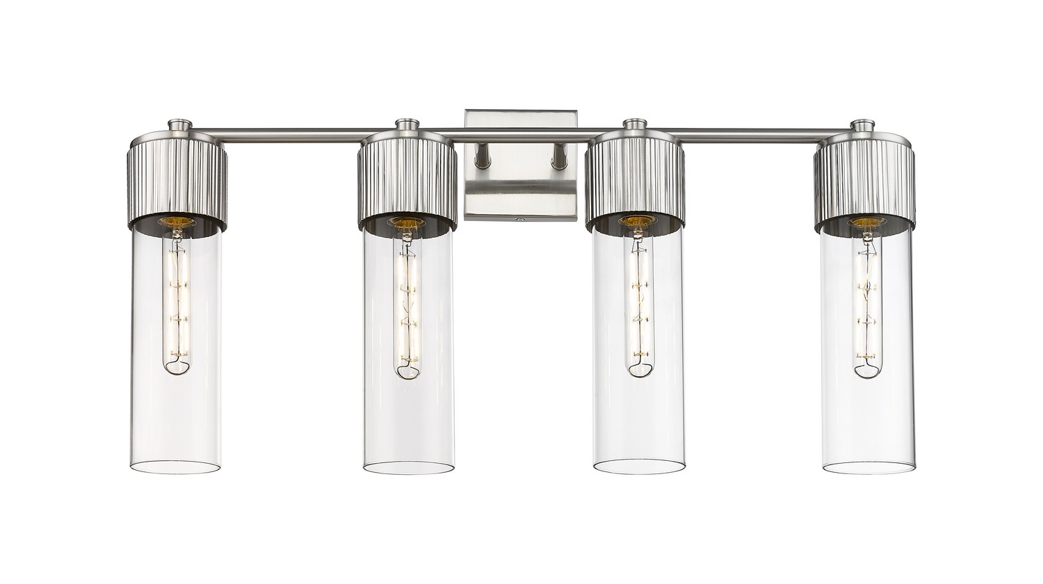 Four Light Bath Vanity by Innovations - Downtown Urban Collection, Satin Nickel Finish - 428-4W-SN-G428-12CL