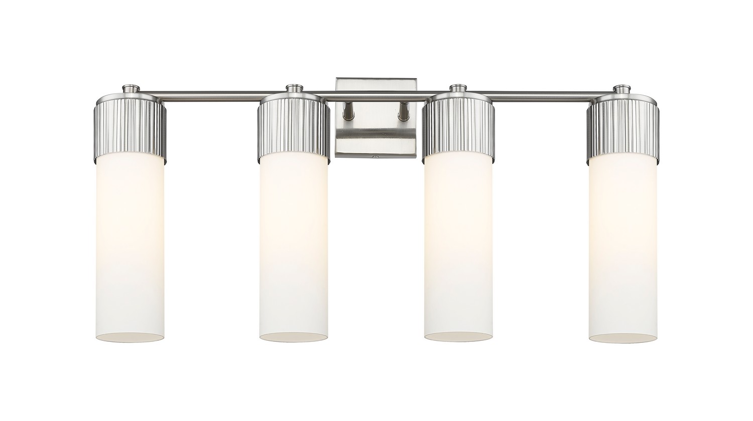 Four Light Bath Vanity by Innovations - Downtown Urban Collection, Satin Nickel Finish - 428-4W-SN-G428-12WH