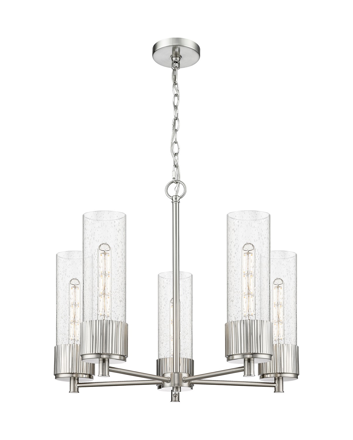 Five Light Chandelier by Innovations - Downtown Urban Collection, Satin Nickel Finish - 428-5CR-SN-G428-12SDY