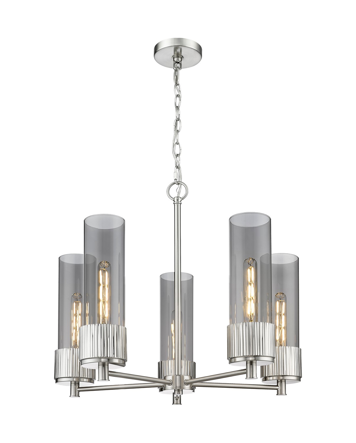 Five Light Chandelier by Innovations - Downtown Urban Collection, Satin Nickel Finish - 428-5CR-SN-G428-12SM