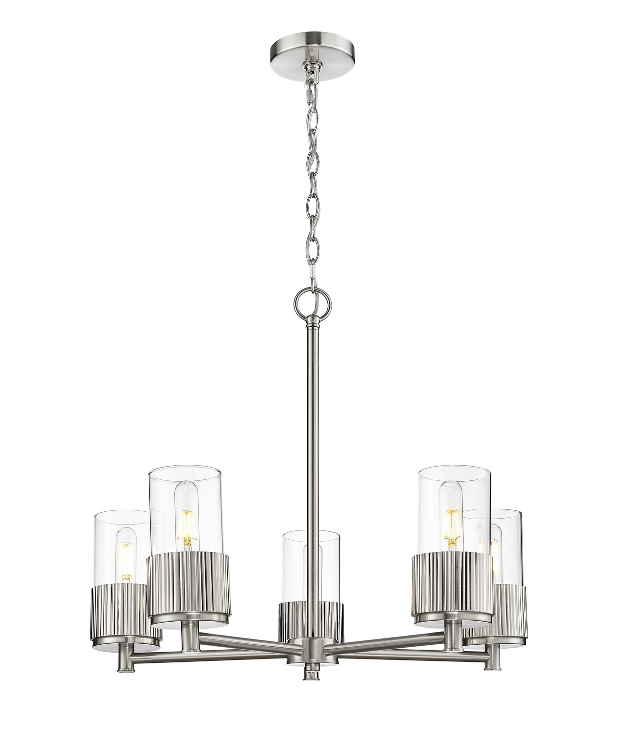 Five Light Chandelier by Innovations - Downtown Urban Collection, Satin Nickel Finish - 428-5CR-SN-G428-7CL