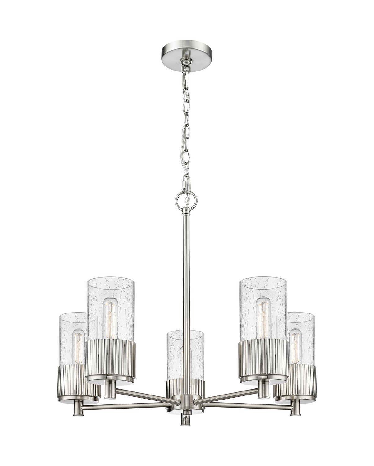Five Light Chandelier by Innovations - Downtown Urban Collection, Satin Nickel Finish - 428-5CR-SN-G428-7SDY