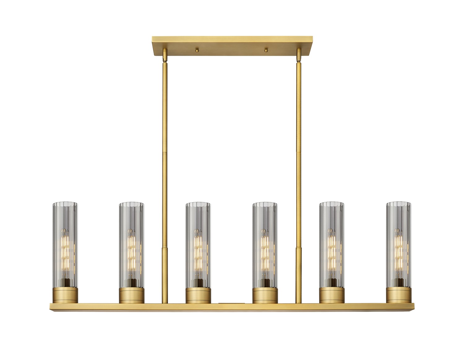 Six Light Linear Pendant by Innovations - Downtown Urban Collection, Brushed Brass Finish - 429-6I-BB-G429-8SM