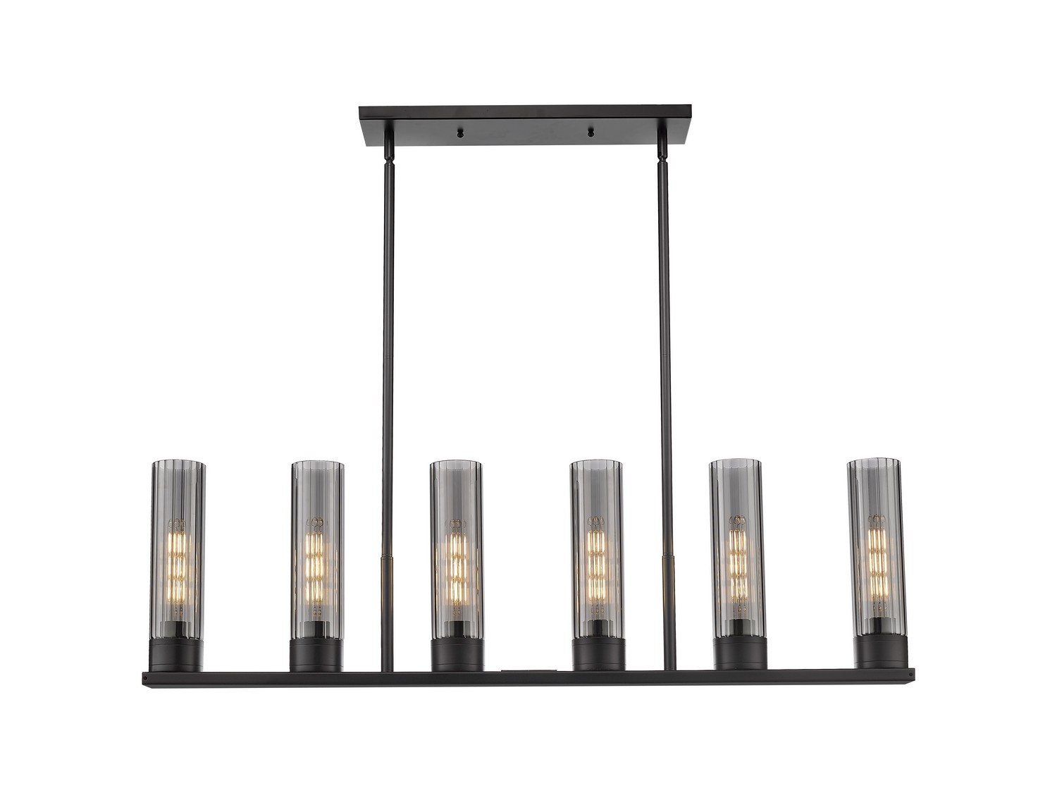 Six Light Linear Pendant by Innovations - Downtown Urban Collection, Matte Black Finish - 429-6I-BK-G429-8SM