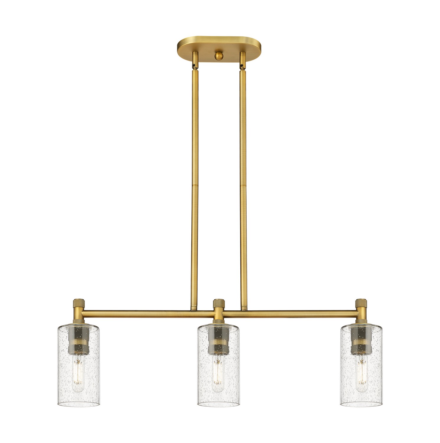 Three Light Island Pendant by Innovations - Downtown Urban Collection, Brushed Brass Finish - 434-3I-BB-G434-7SDY
