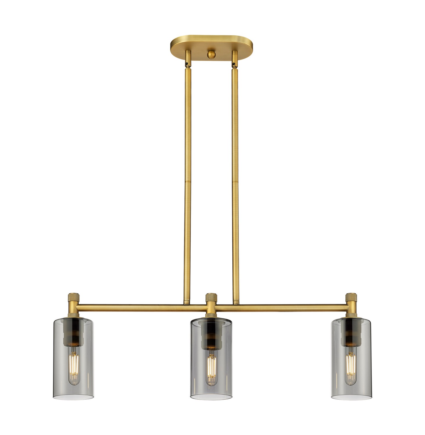 Three Light Island Pendant by Innovations - Downtown Urban Collection, Brushed Brass Finish - 434-3I-BB-G434-7SM